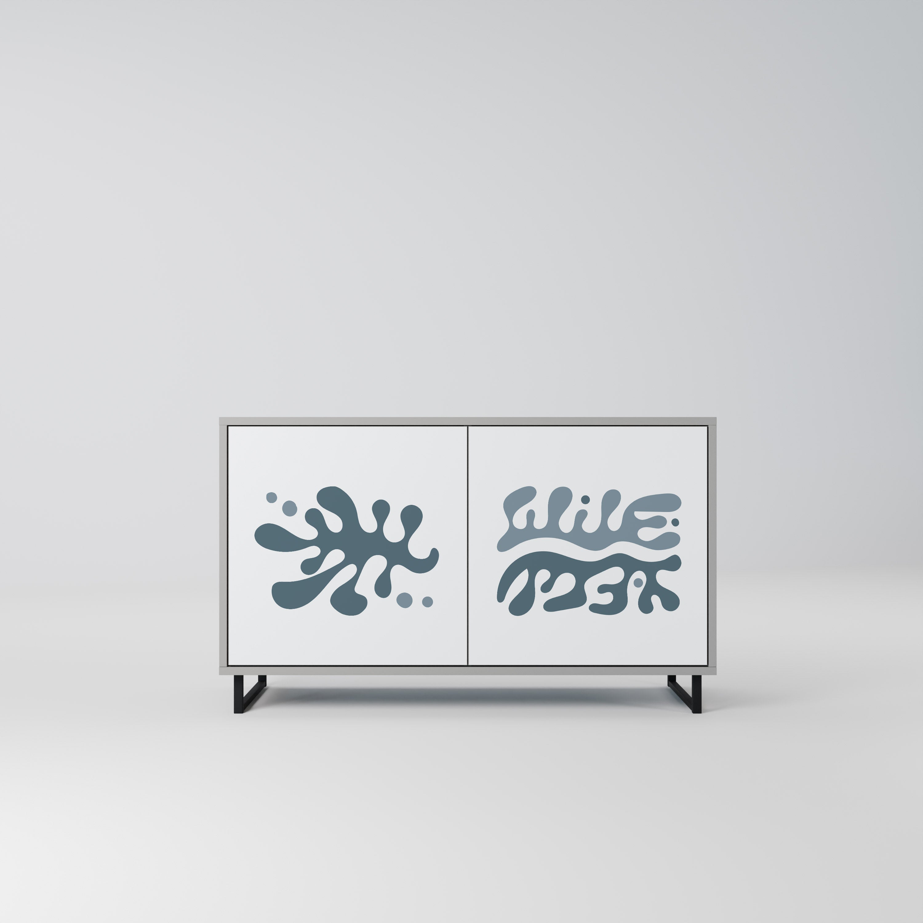 Aparador de 2 puertas WONDERLAND VEGETATION en acabado gris