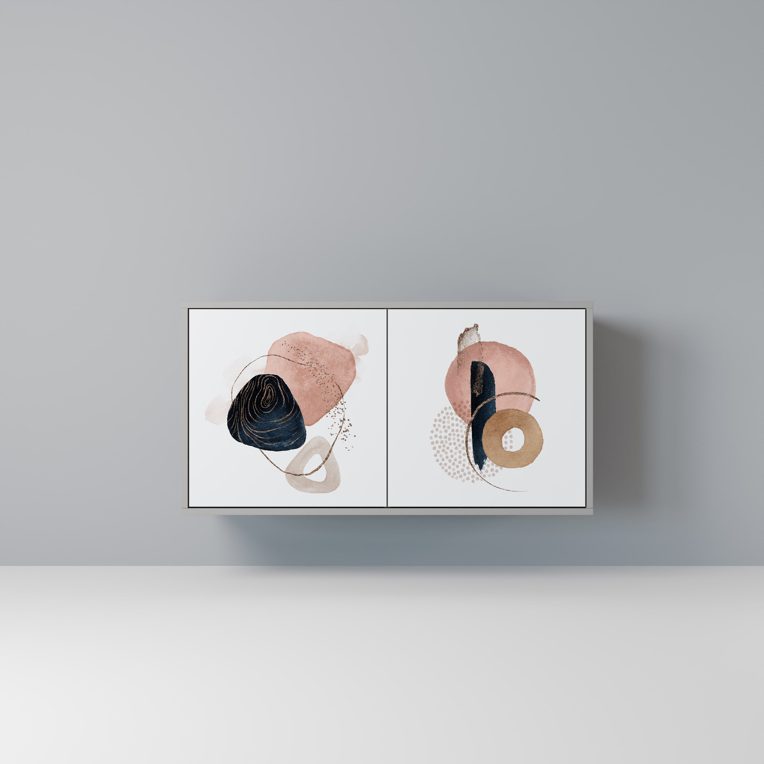 Aparador de 2 puertas COLORFUL SHAPES en acabado gris