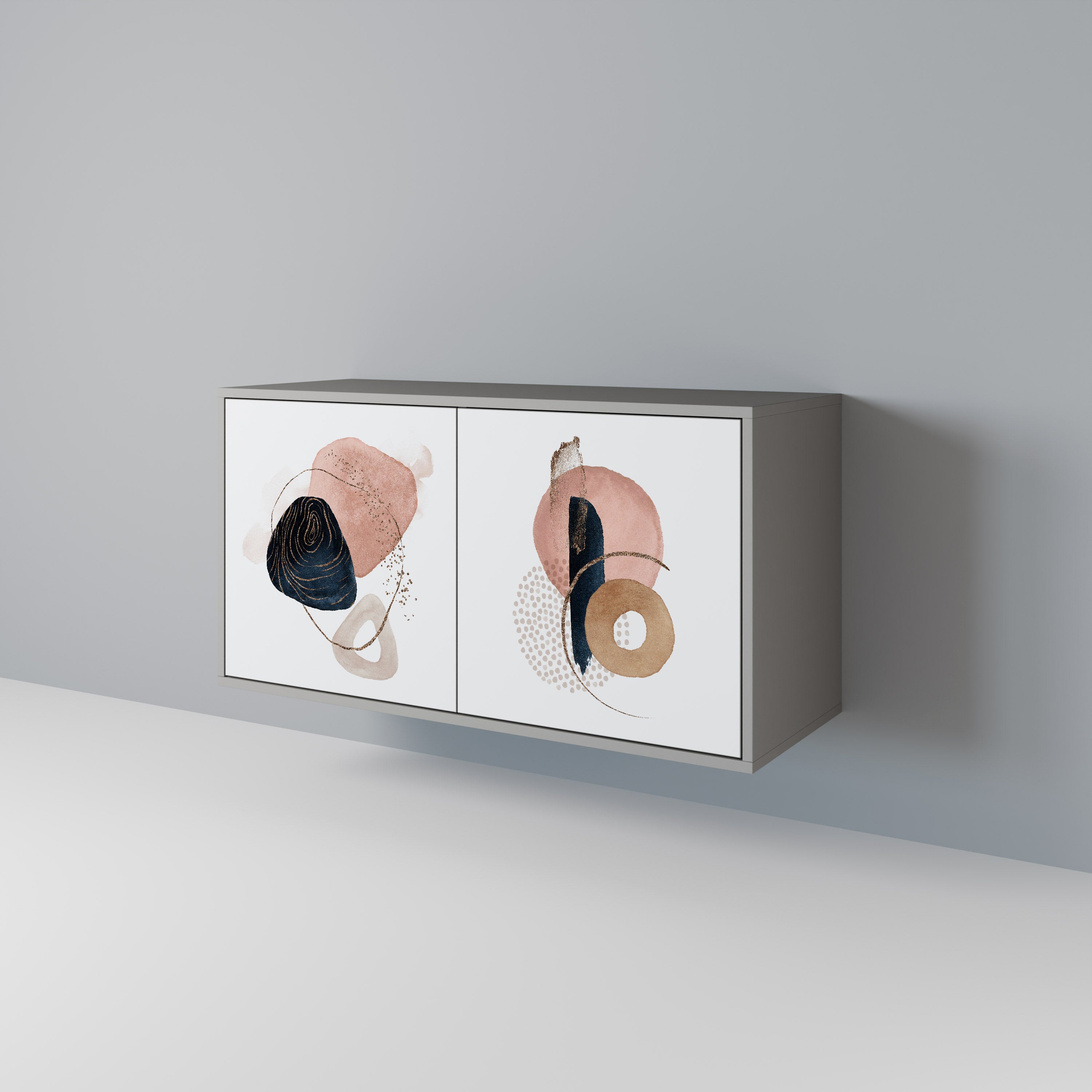 Aparador de 2 puertas COLORFUL SHAPES en acabado gris