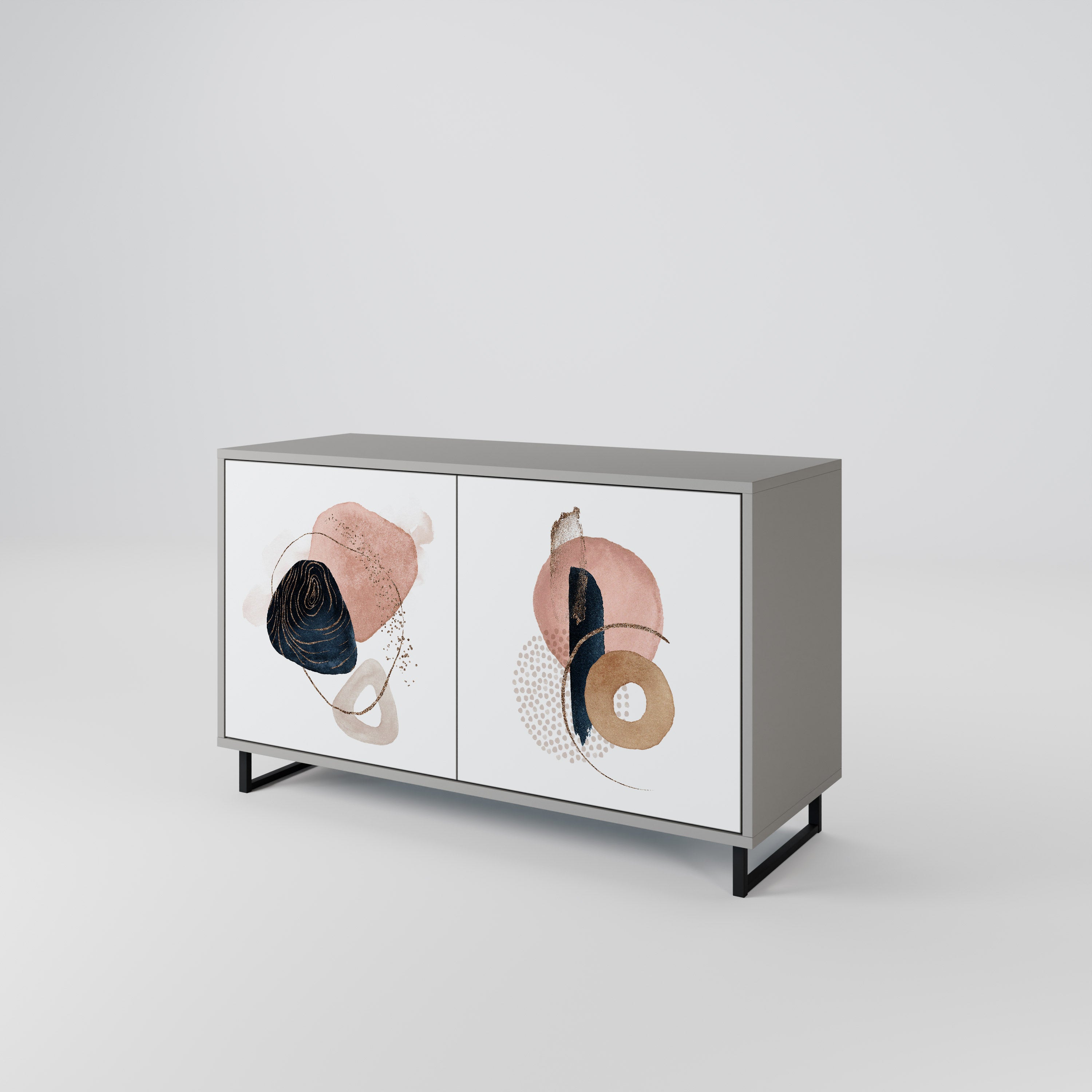 Aparador de 2 puertas COLORFUL SHAPES en acabado gris
