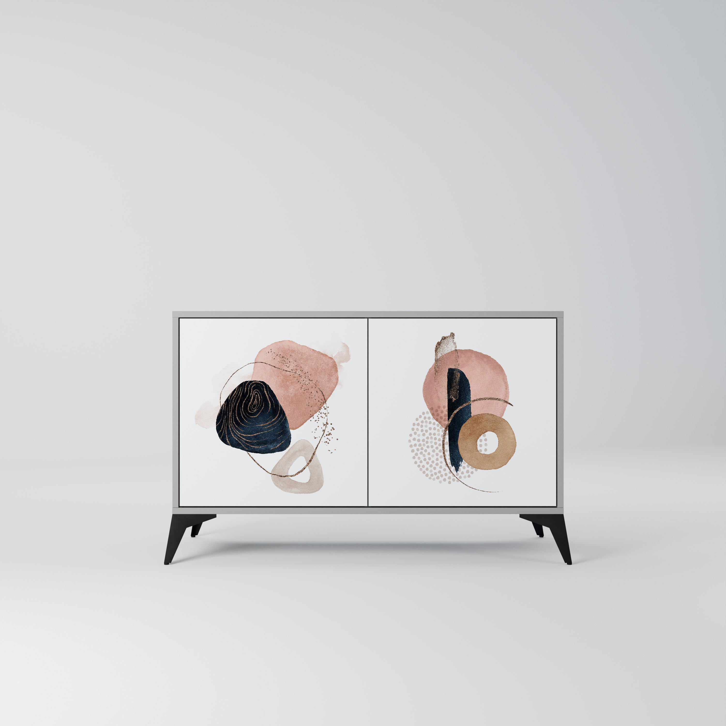 Aparador de 2 puertas COLORFUL SHAPES en acabado gris