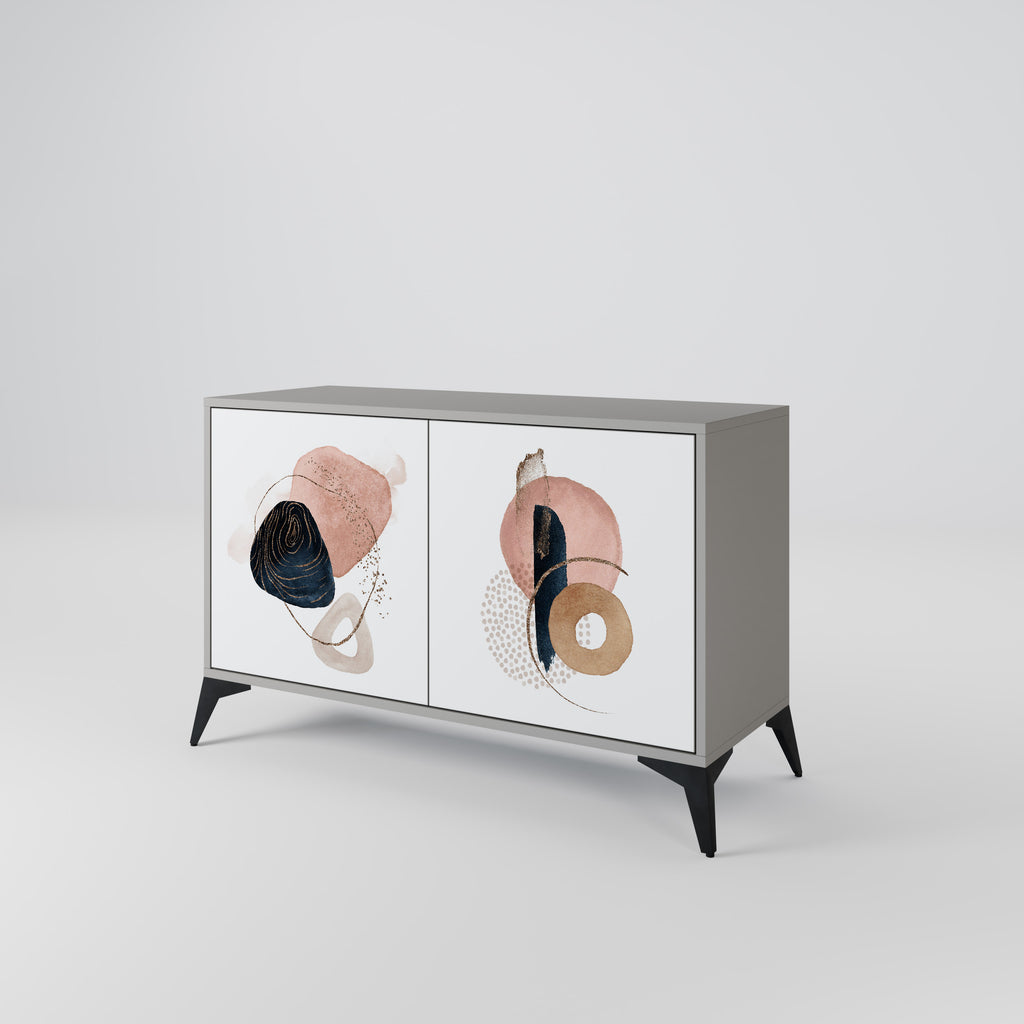 Aparador de 2 puertas COLORFUL SHAPES en acabado gris
