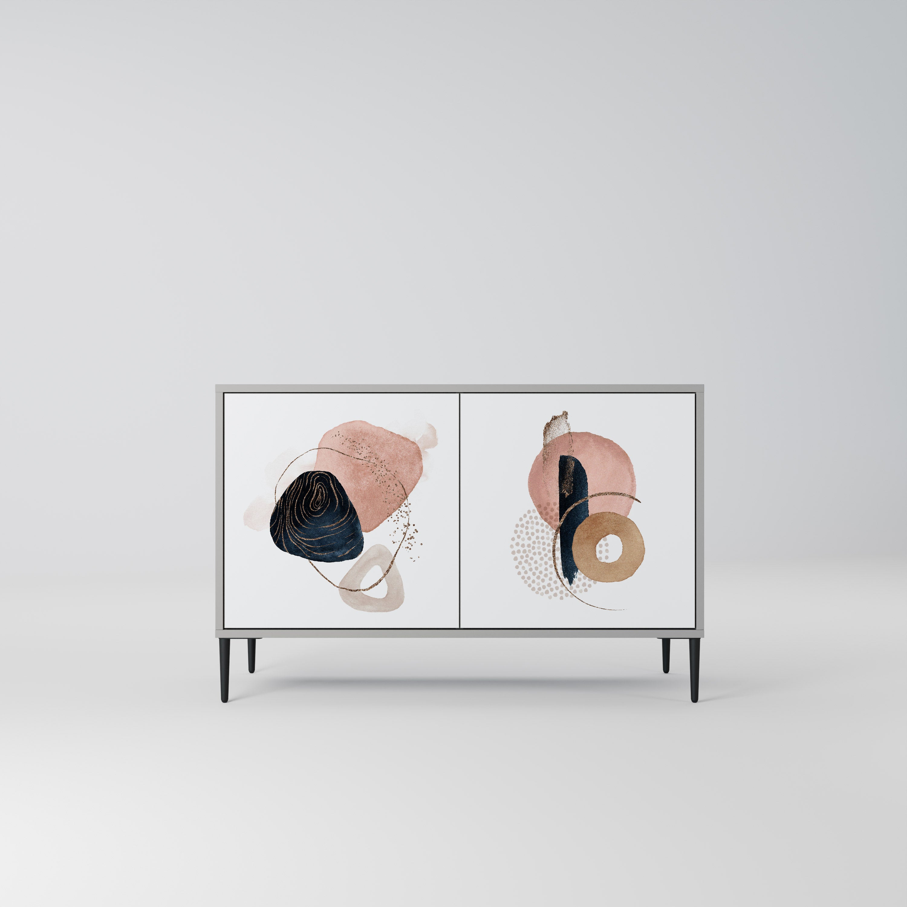 Aparador de 2 puertas COLORFUL SHAPES en acabado gris