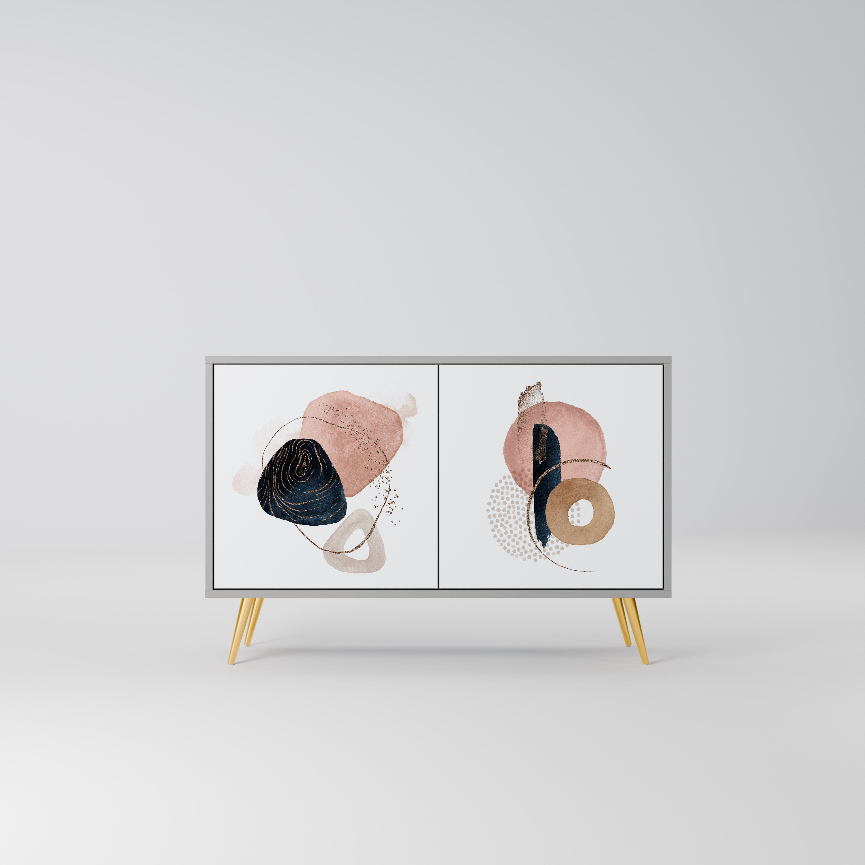 Aparador de 2 puertas COLORFUL SHAPES en acabado gris