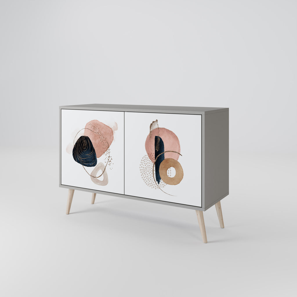 Aparador de 2 puertas COLORFUL SHAPES en acabado gris