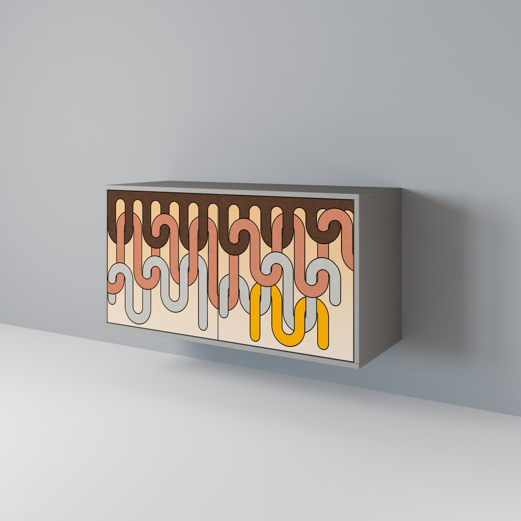 Aparador de 2 puertas COLORFUL STRINGS en acabado gris