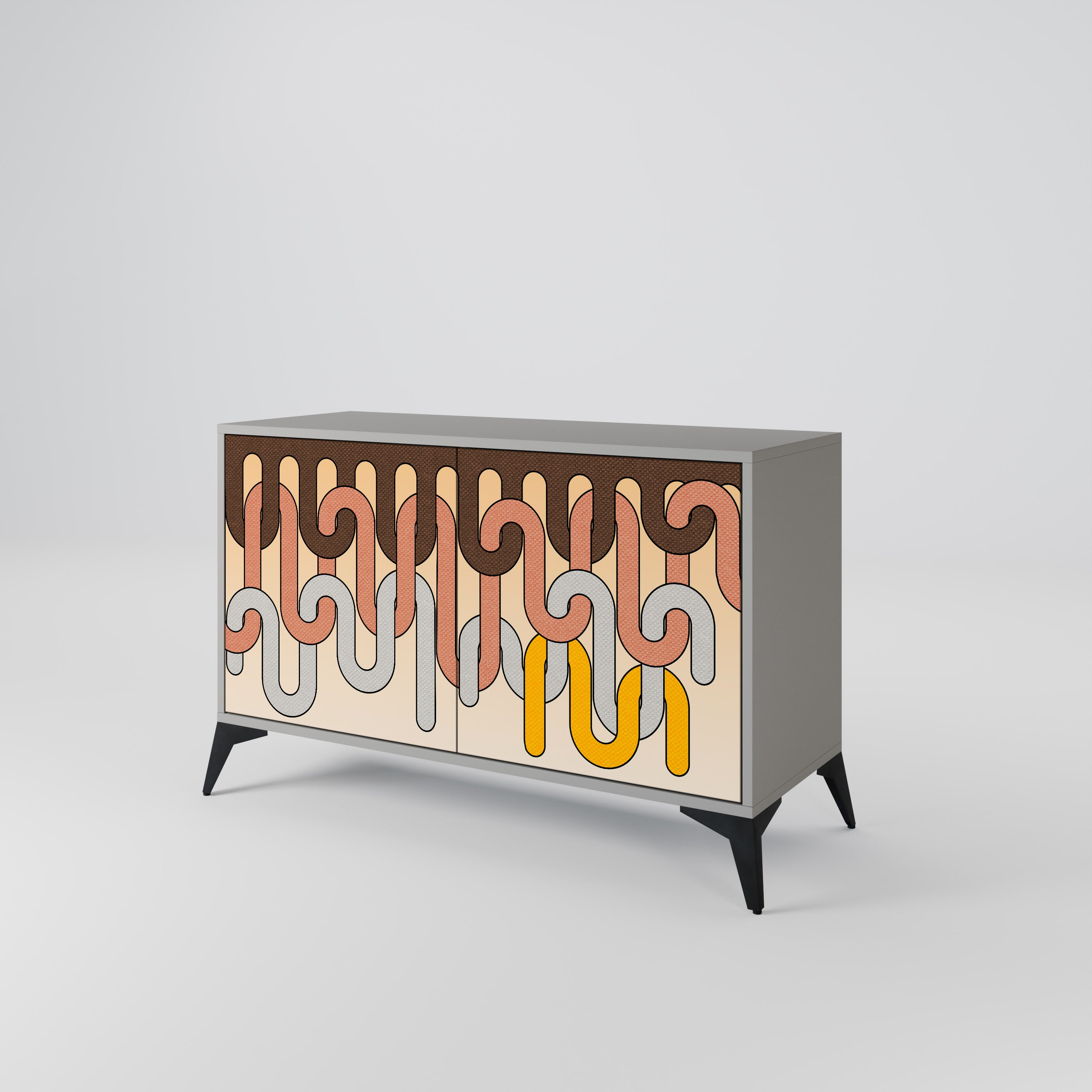 Aparador de 2 puertas COLORFUL STRINGS en acabado gris