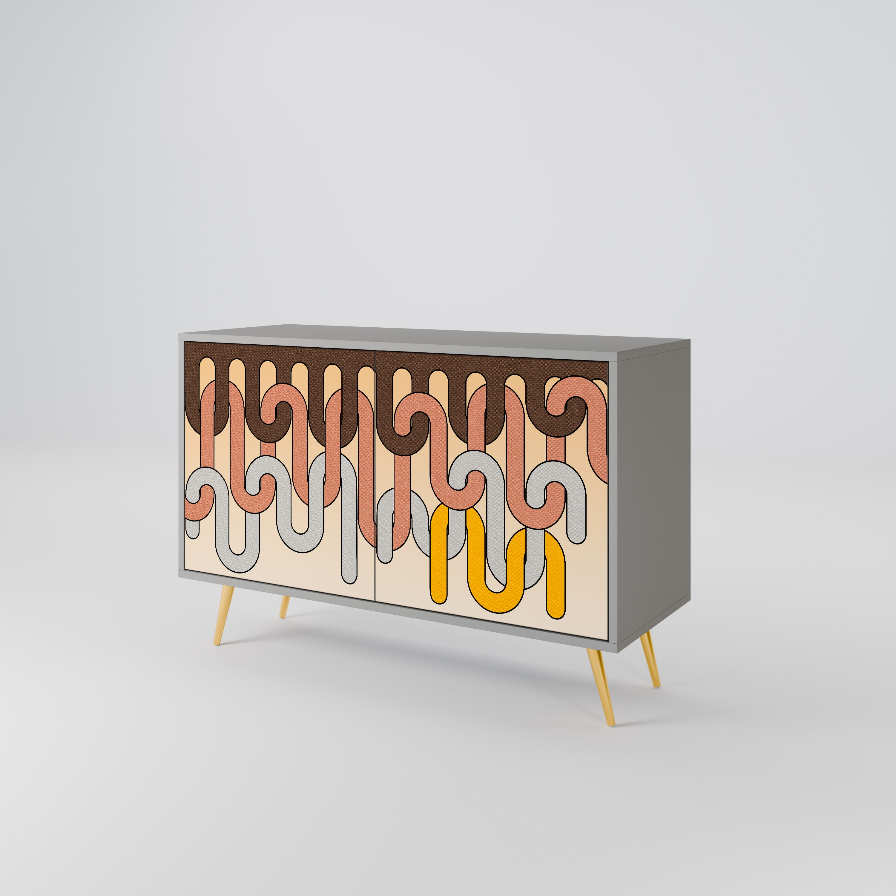 Aparador de 2 puertas COLORFUL STRINGS en acabado gris