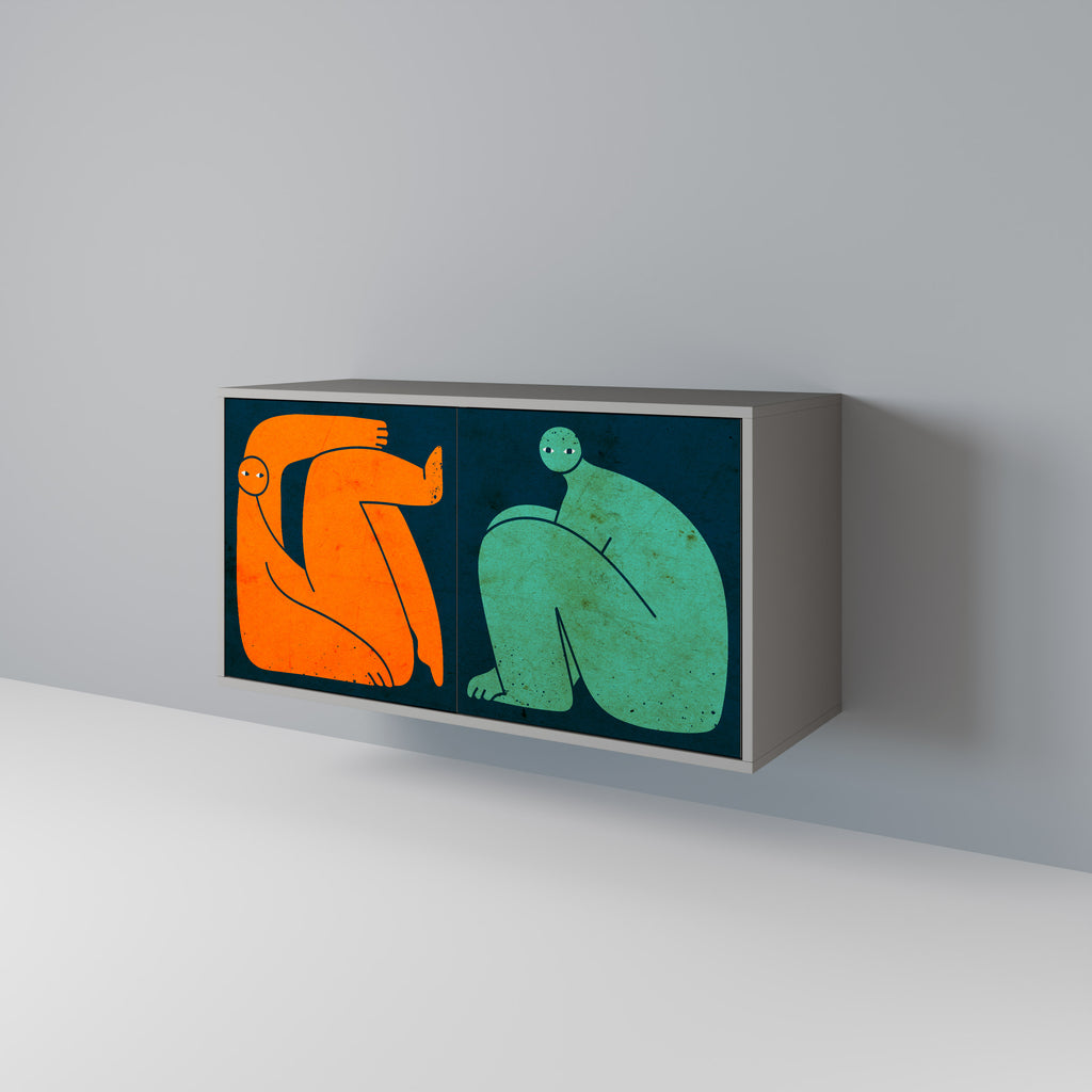 Aparador de 2 puertas JUNTOS PERO POR SEPARADO en acabado gris