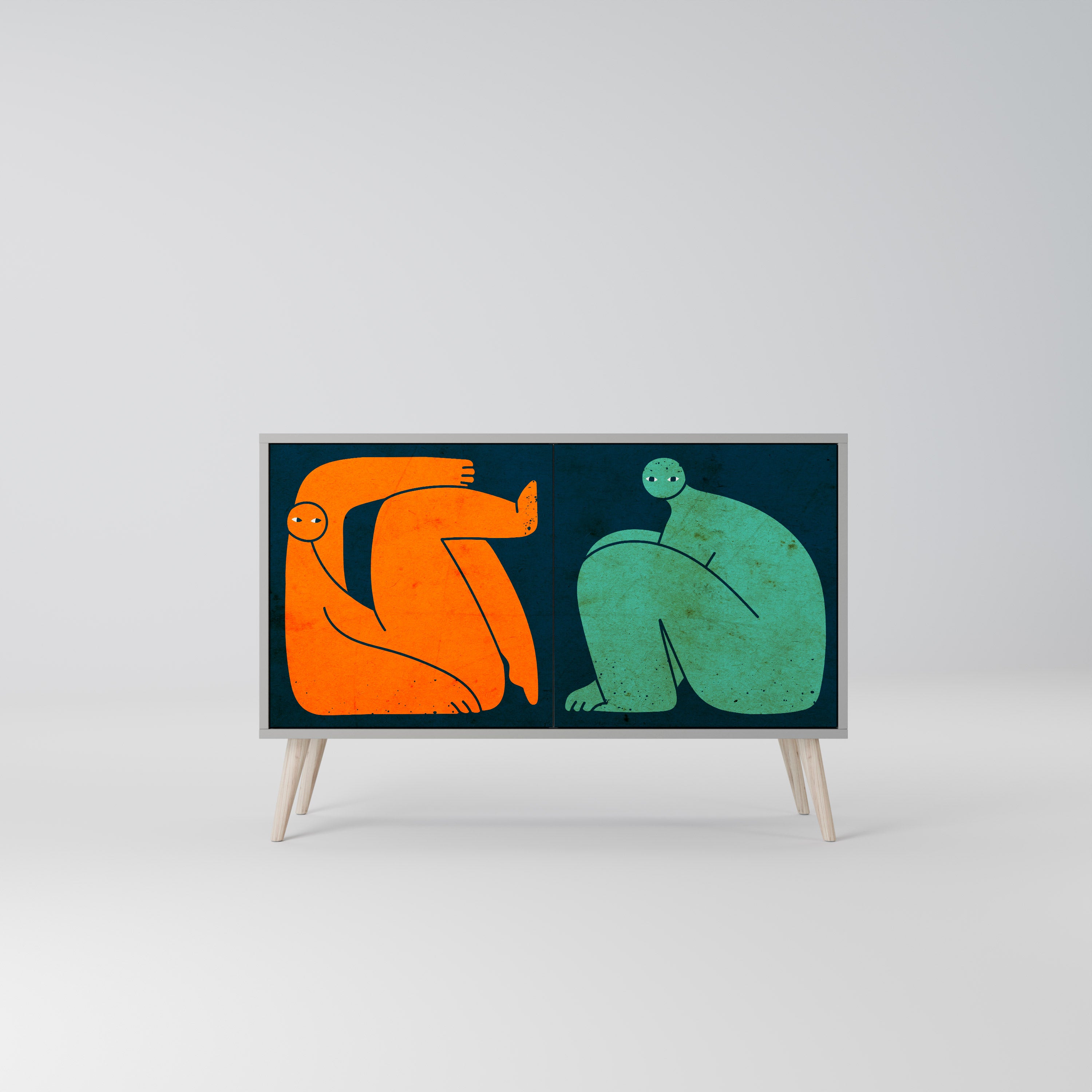 Aparador de 2 puertas JUNTOS PERO POR SEPARADO en acabado gris