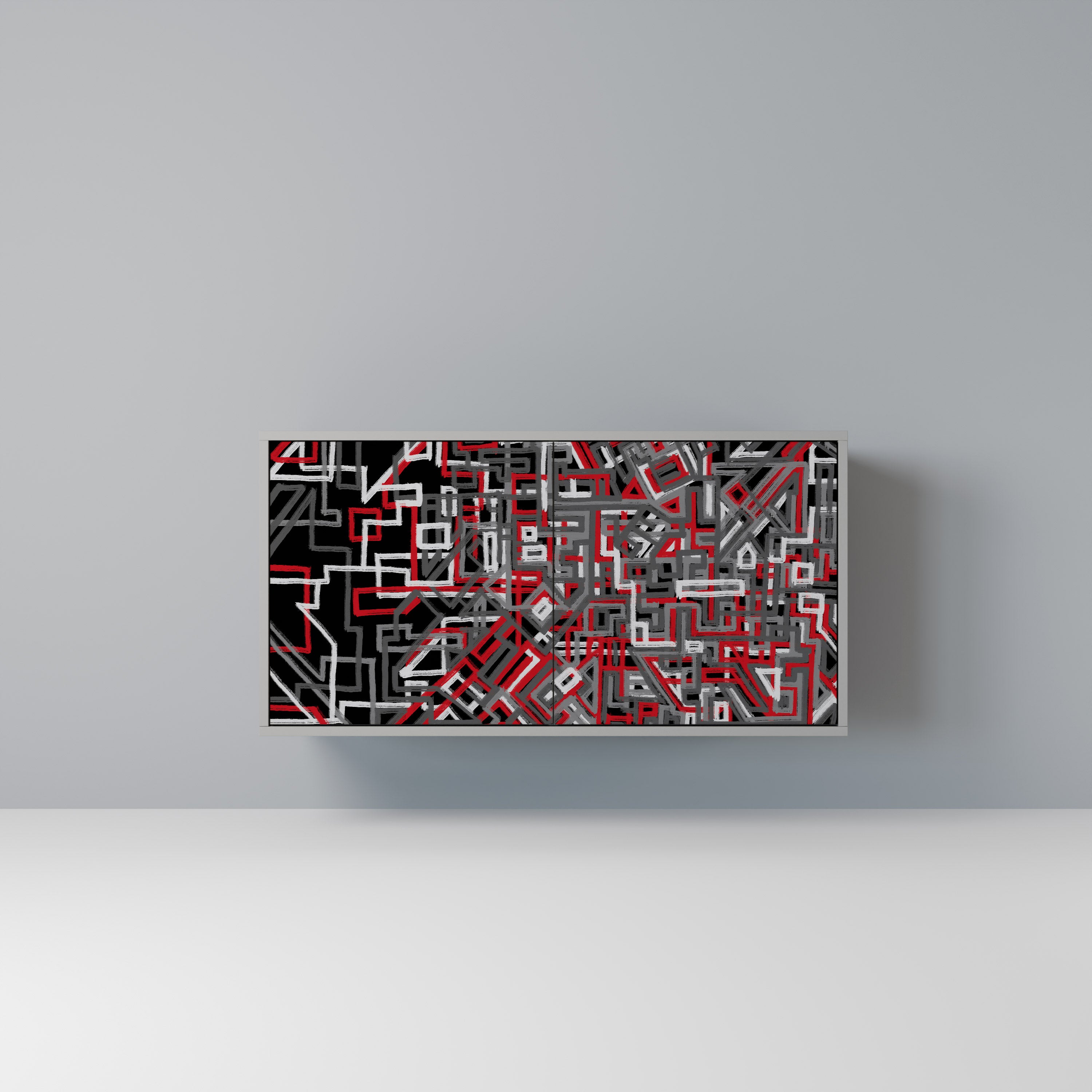 Aparador de 2 puertas BROKEN LINES en acabado gris