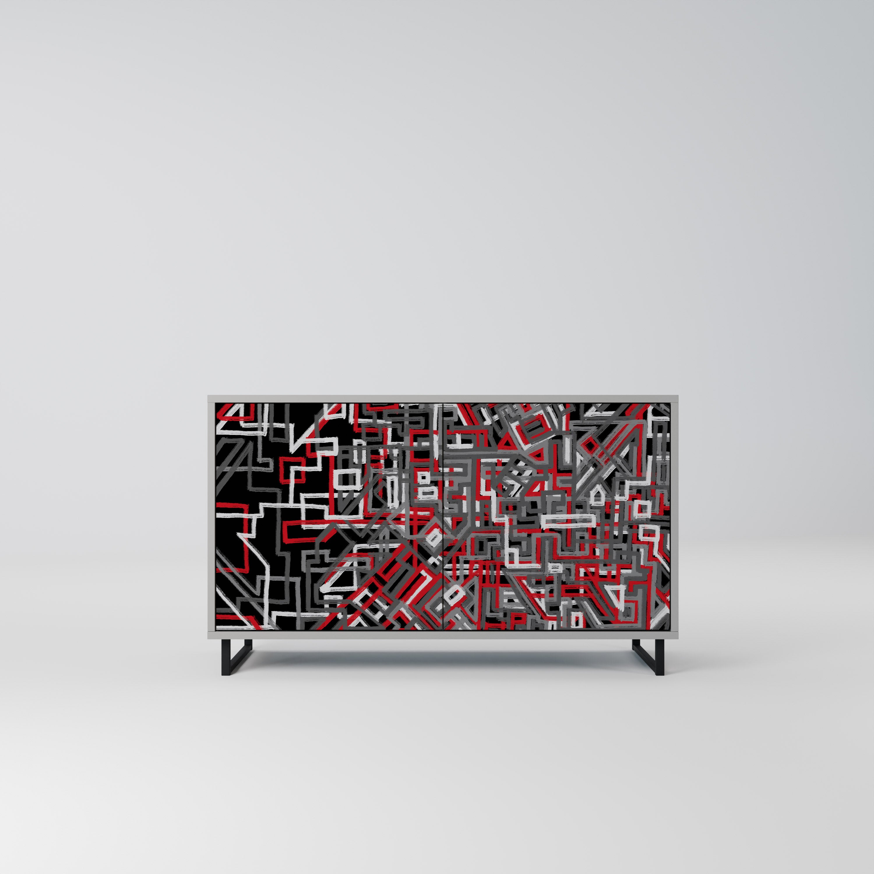 Aparador de 2 puertas BROKEN LINES en acabado gris