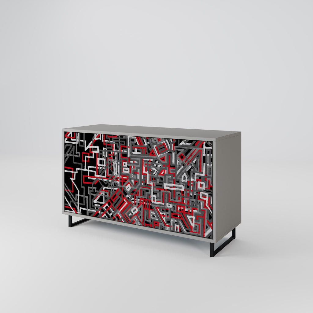 Aparador de 2 puertas BROKEN LINES en acabado gris