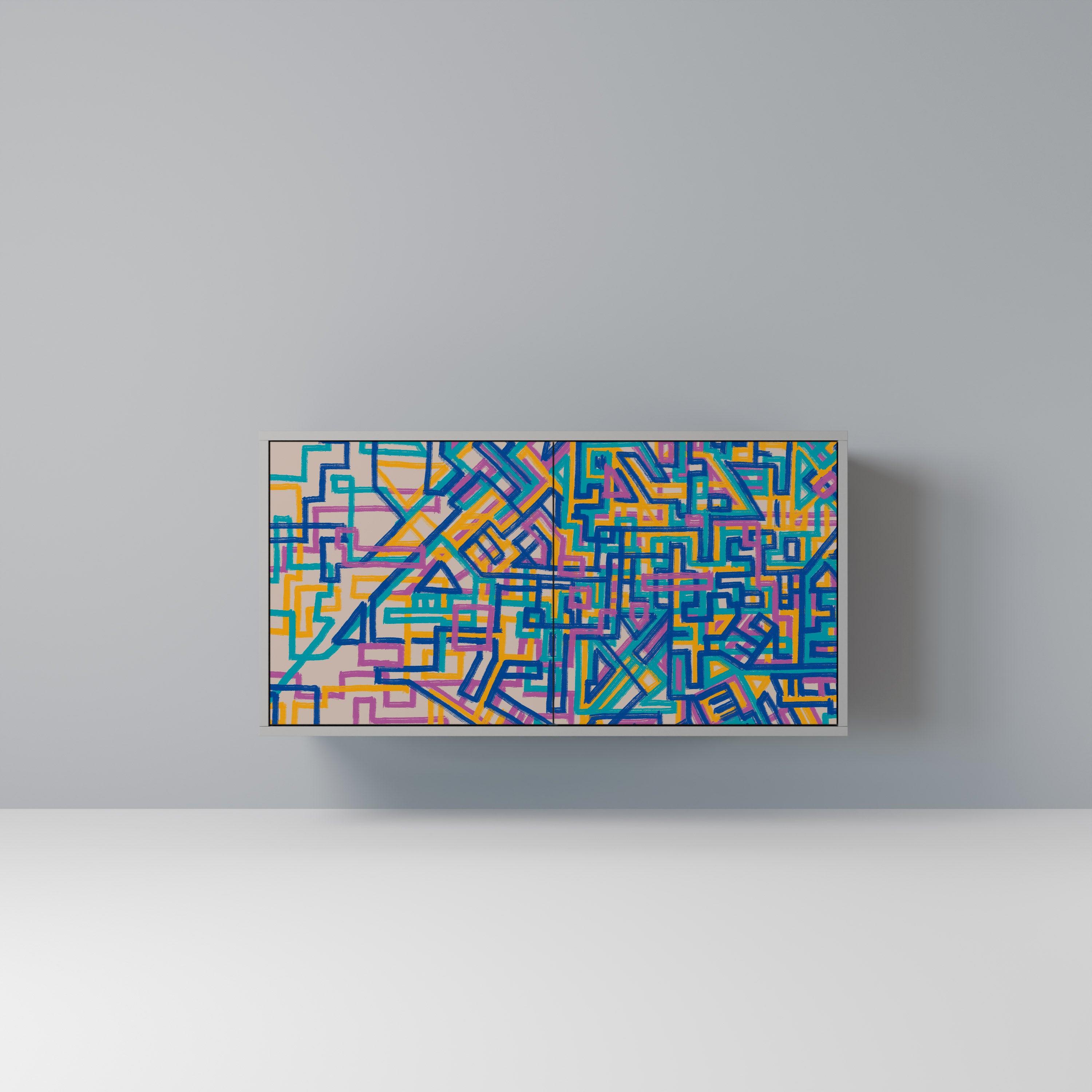 Aparador MEMORIES MAP de 2 puertas en acabado gris