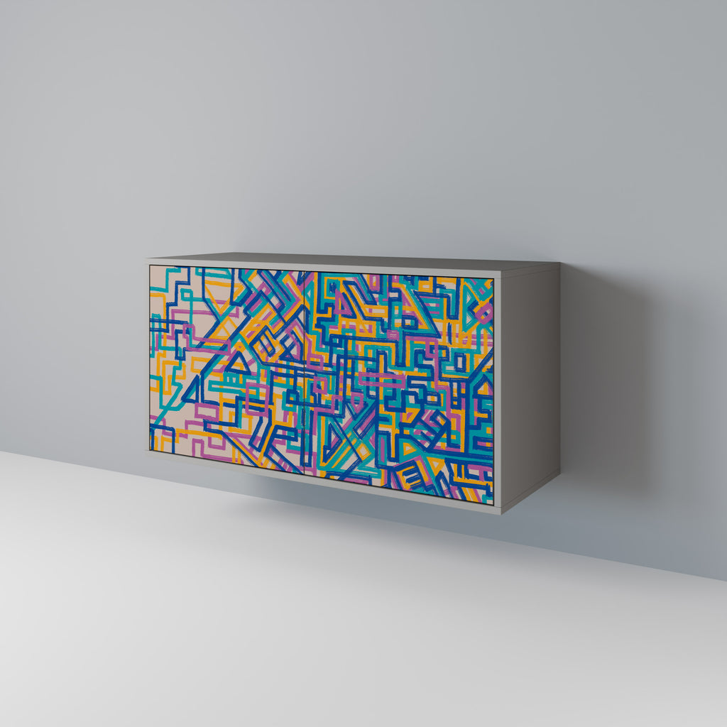 Aparador MEMORIES MAP de 2 puertas en acabado gris