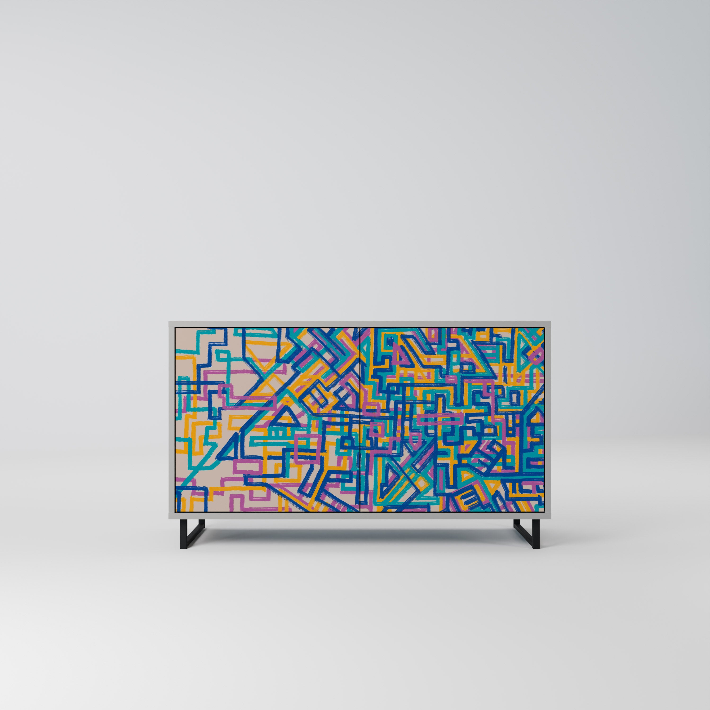 Aparador MEMORIES MAP de 2 puertas en acabado gris