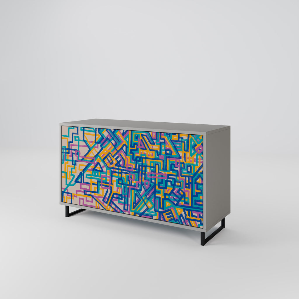 Aparador MEMORIES MAP de 2 puertas en acabado gris