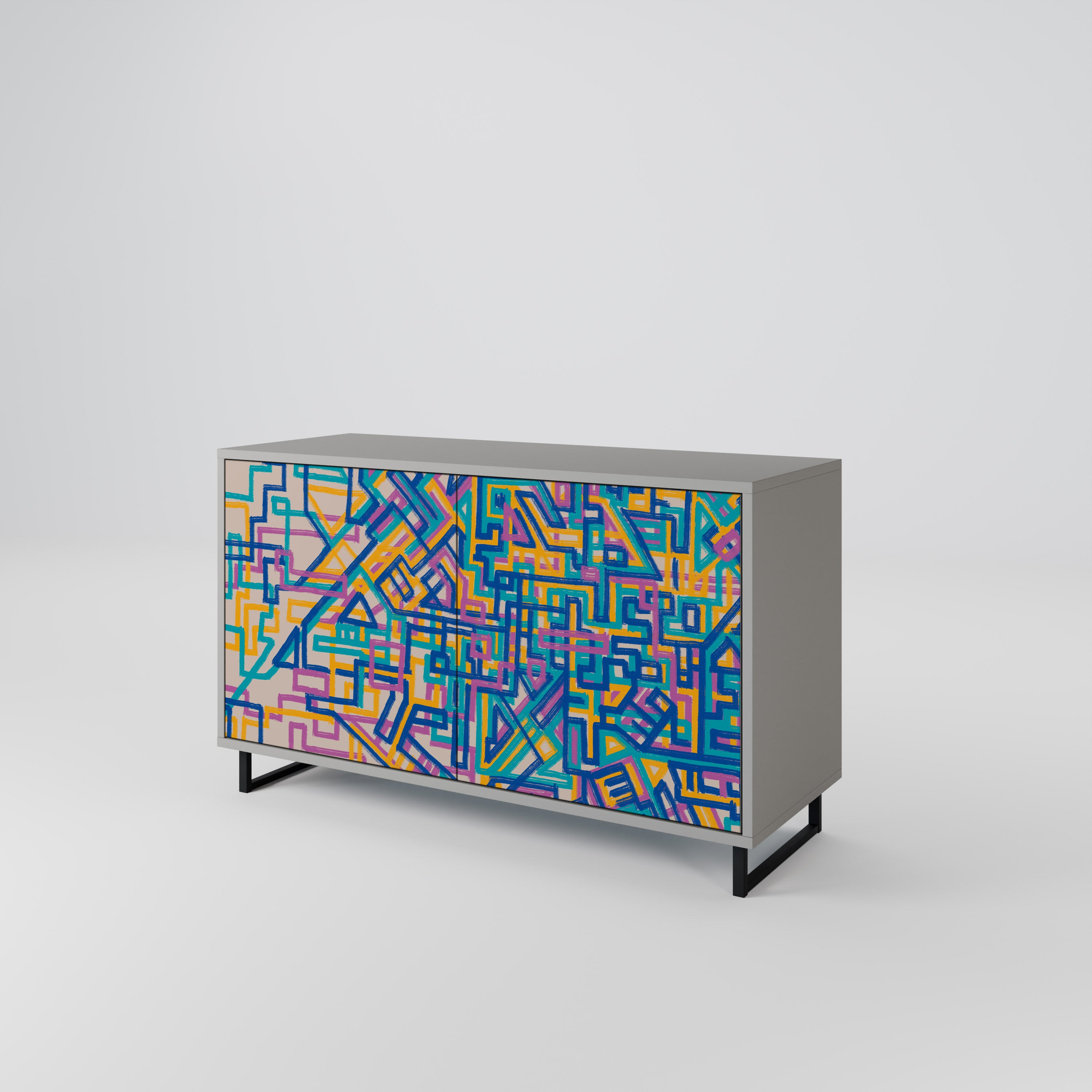 Aparador MEMORIES MAP de 2 puertas en acabado gris