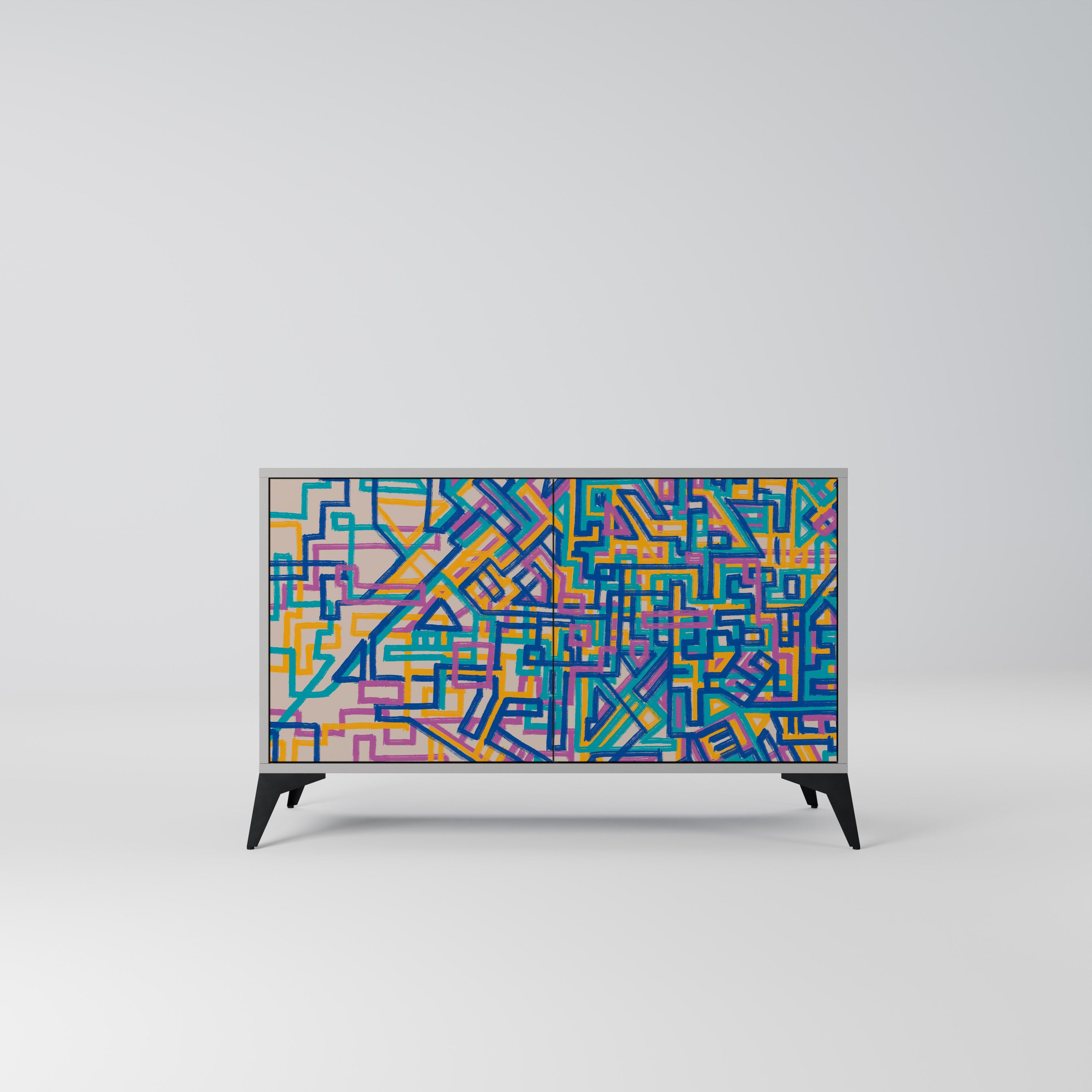 Aparador MEMORIES MAP de 2 puertas en acabado gris