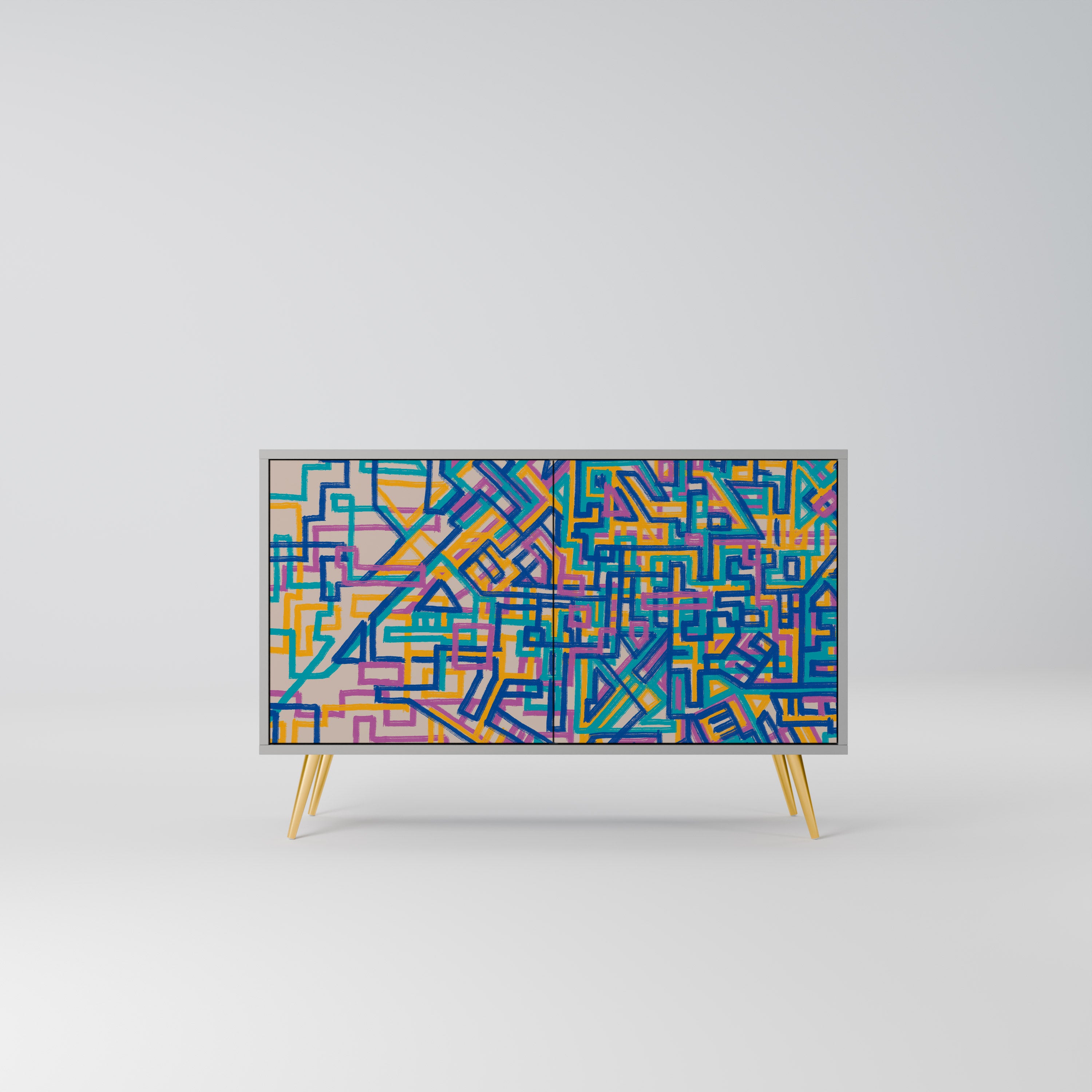 Aparador MEMORIES MAP de 2 puertas en acabado gris