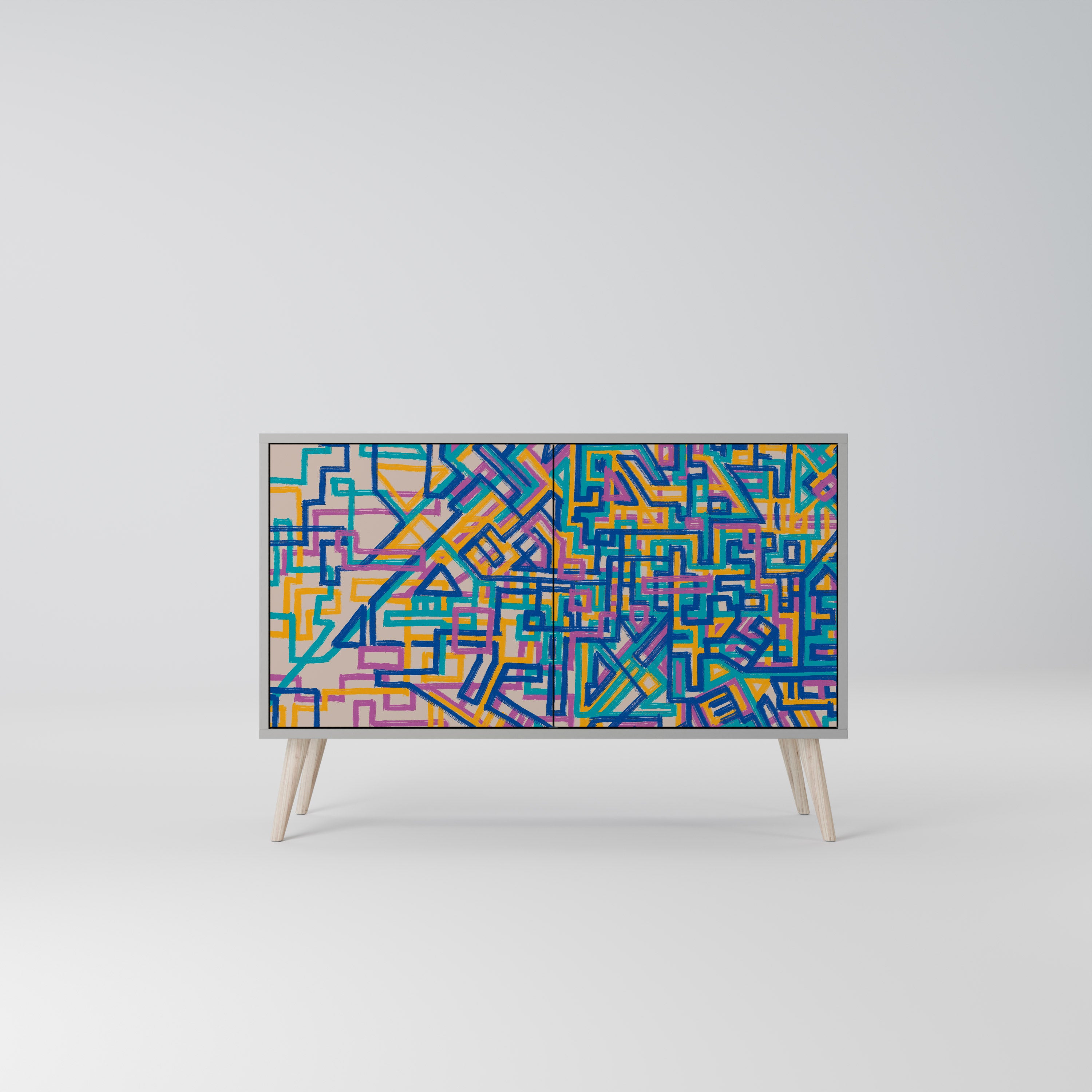 Aparador MEMORIES MAP de 2 puertas en acabado gris