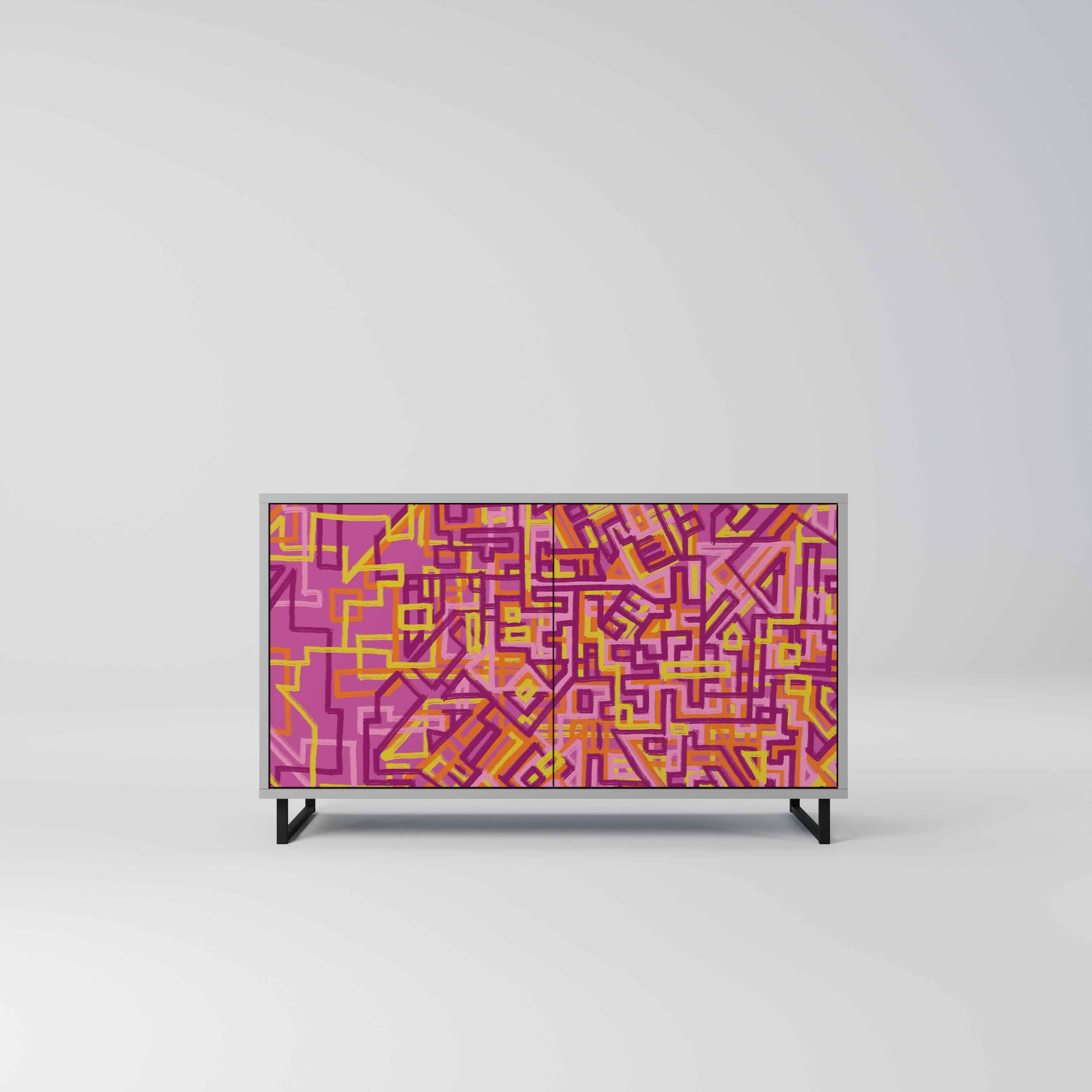 Aparador de 2 puertas LOVELY MEMORIES en acabado gris