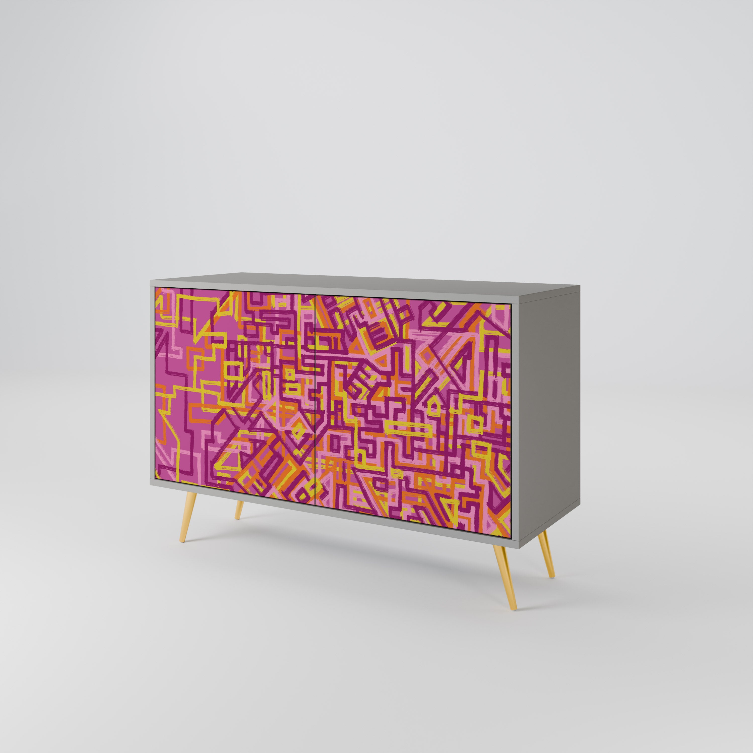 Aparador de 2 puertas LOVELY MEMORIES en acabado gris