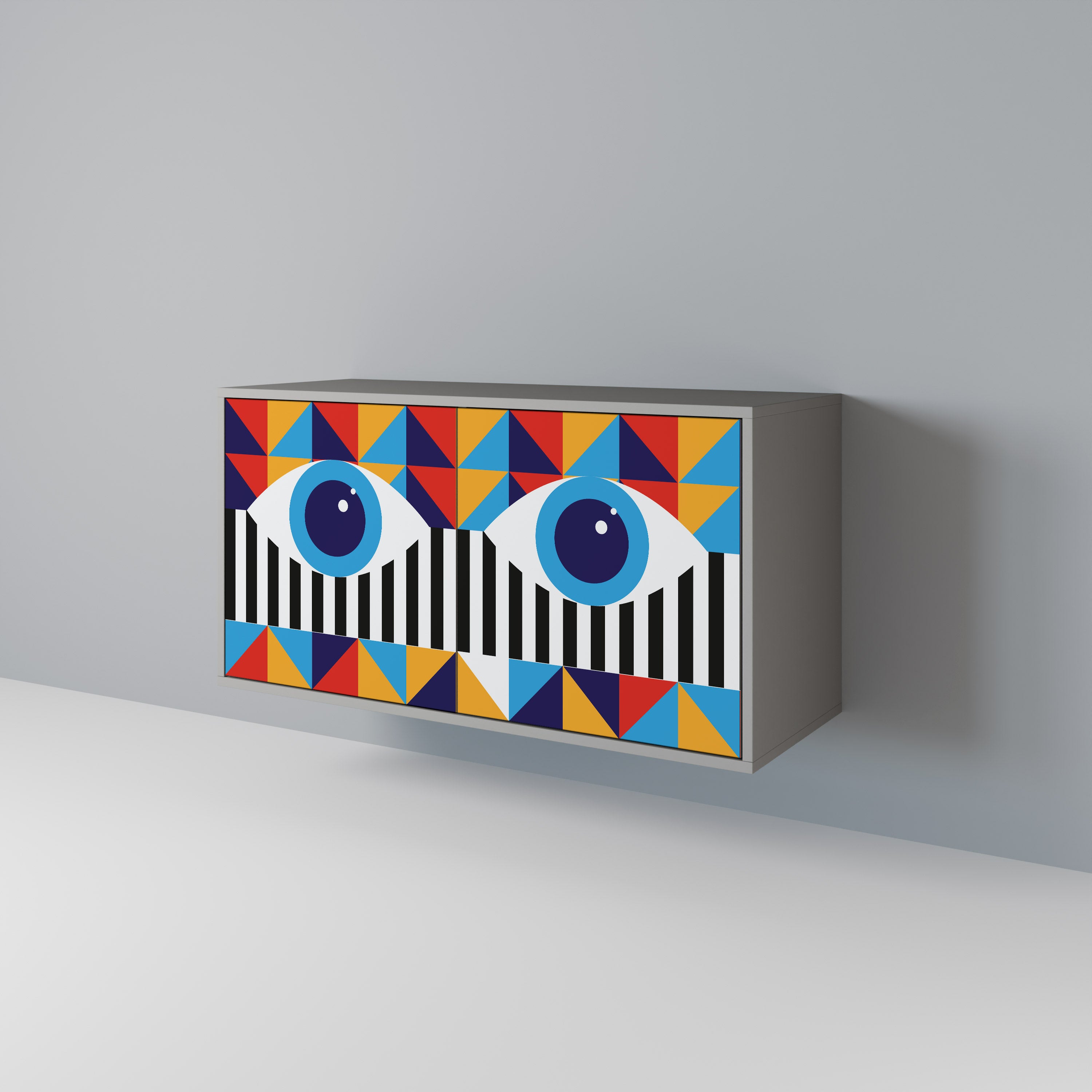 ABSTRACCIÓN Y GEOMETRÍA Aparador de 2 puertas en acabado gris