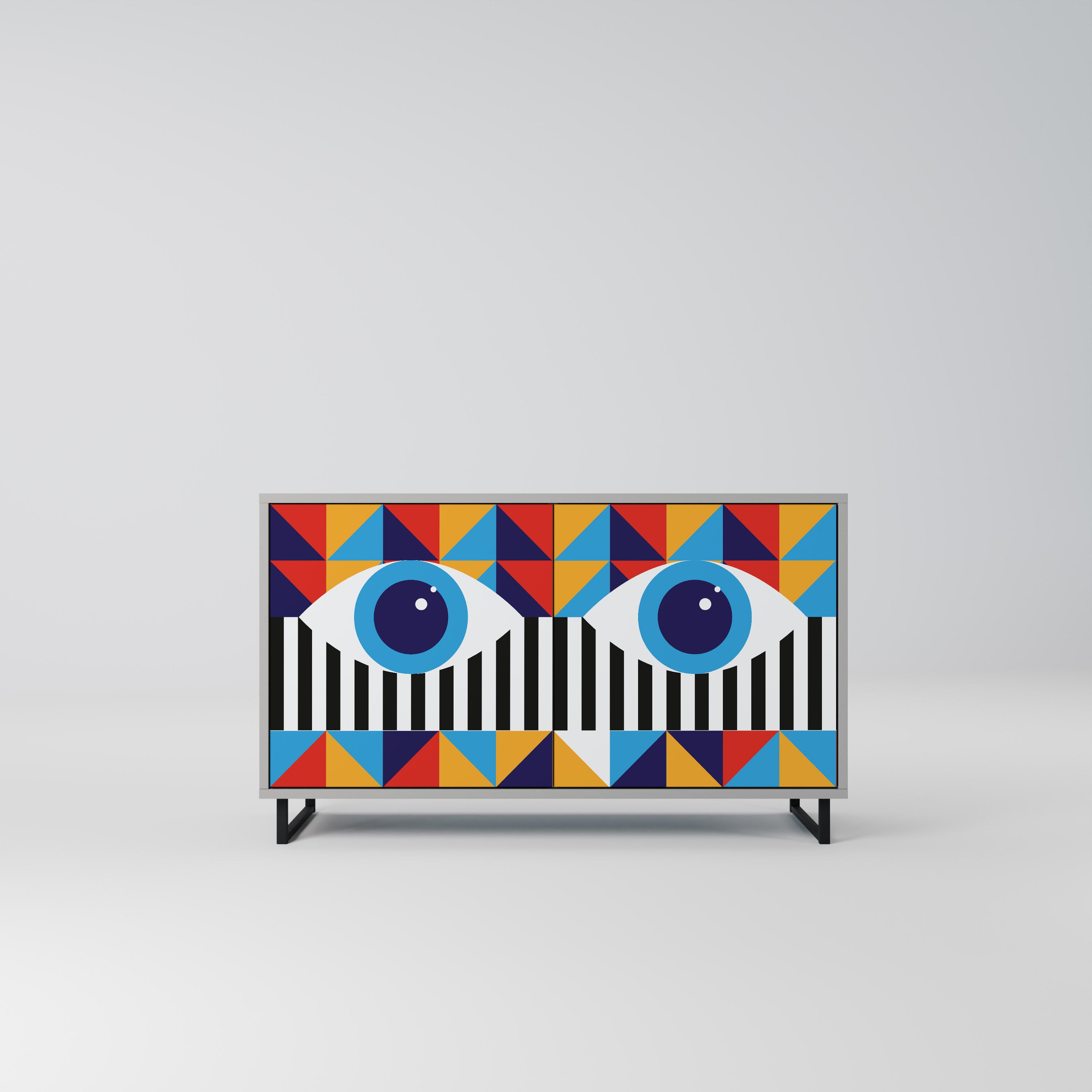 ABSTRACCIÓN Y GEOMETRÍA Aparador de 2 puertas en acabado gris