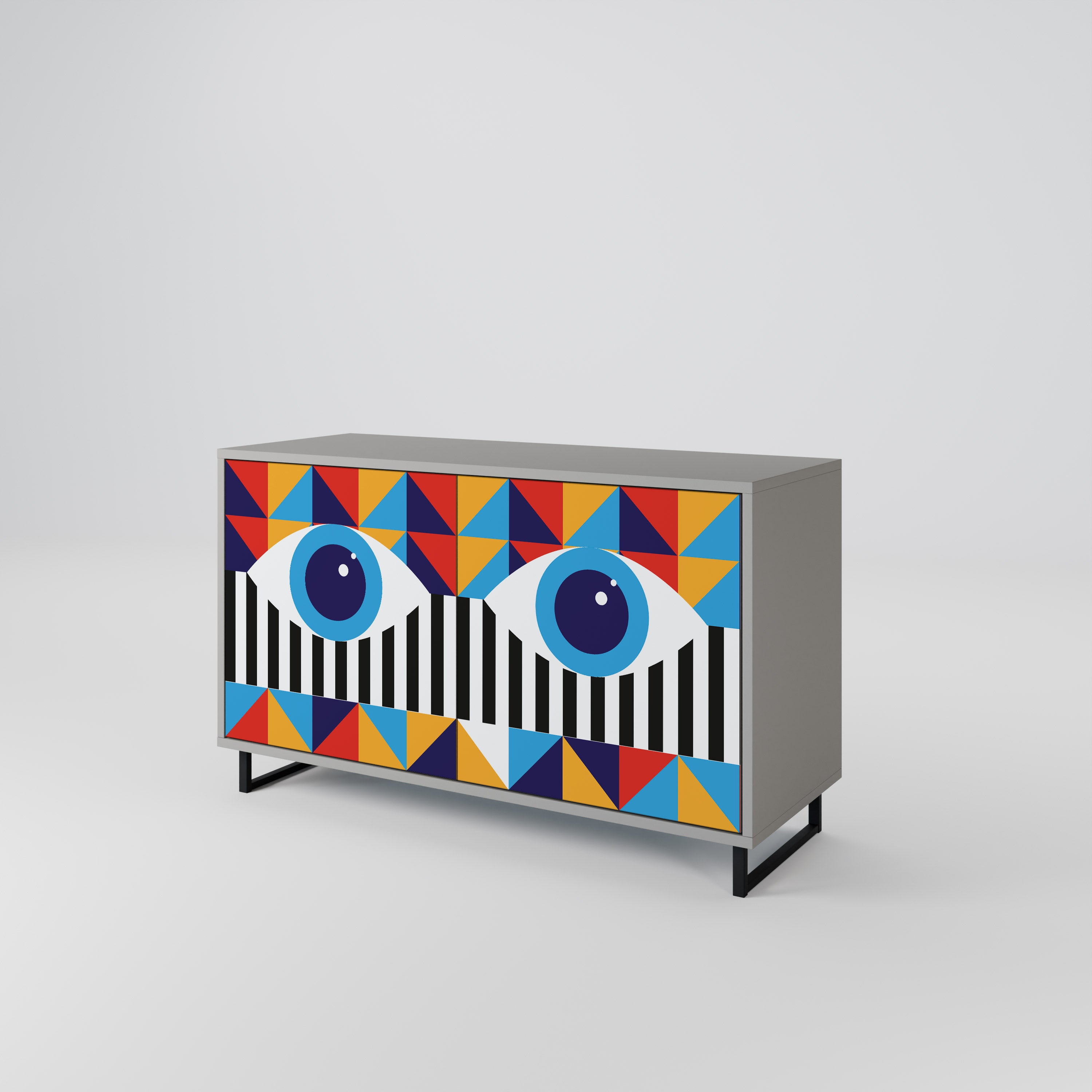 ABSTRACCIÓN Y GEOMETRÍA Aparador de 2 puertas en acabado gris