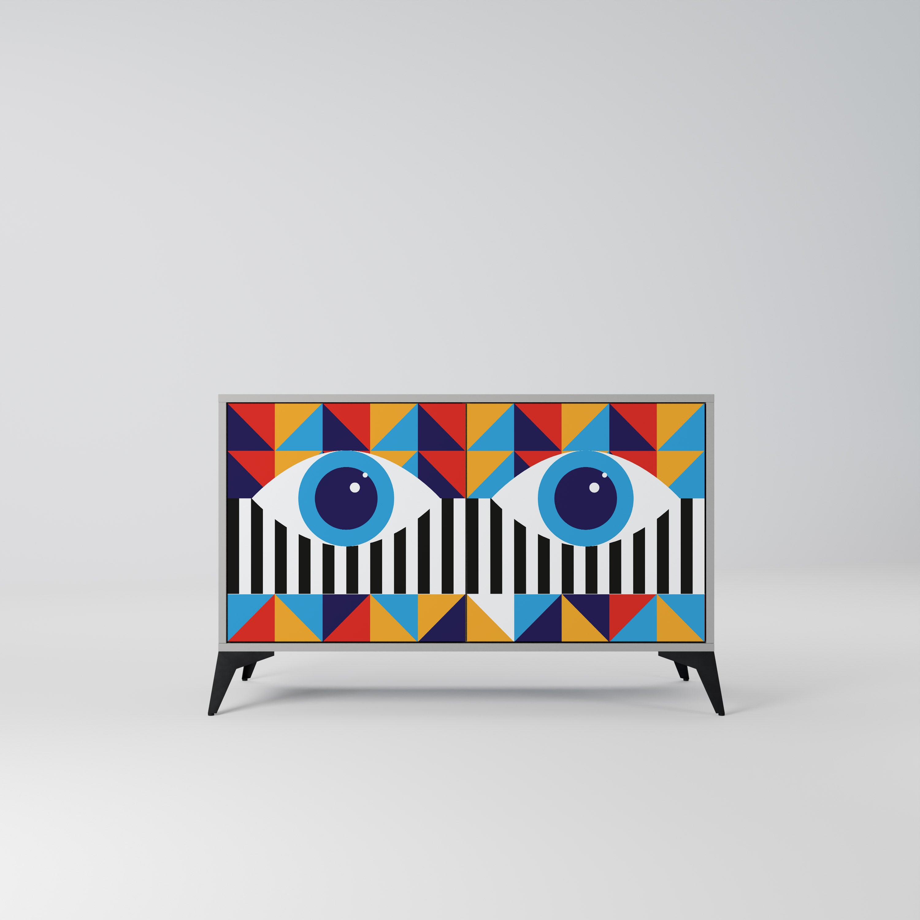 ABSTRACCIÓN Y GEOMETRÍA Aparador de 2 puertas en acabado gris