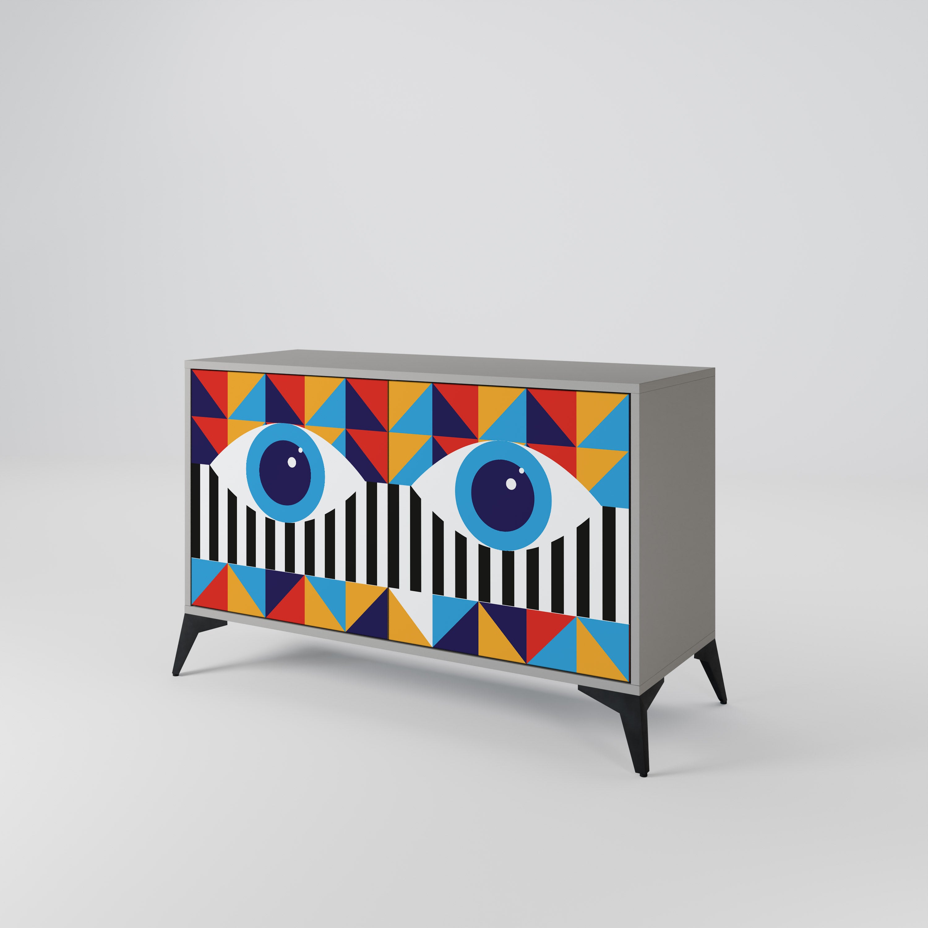ABSTRACCIÓN Y GEOMETRÍA Aparador de 2 puertas en acabado gris
