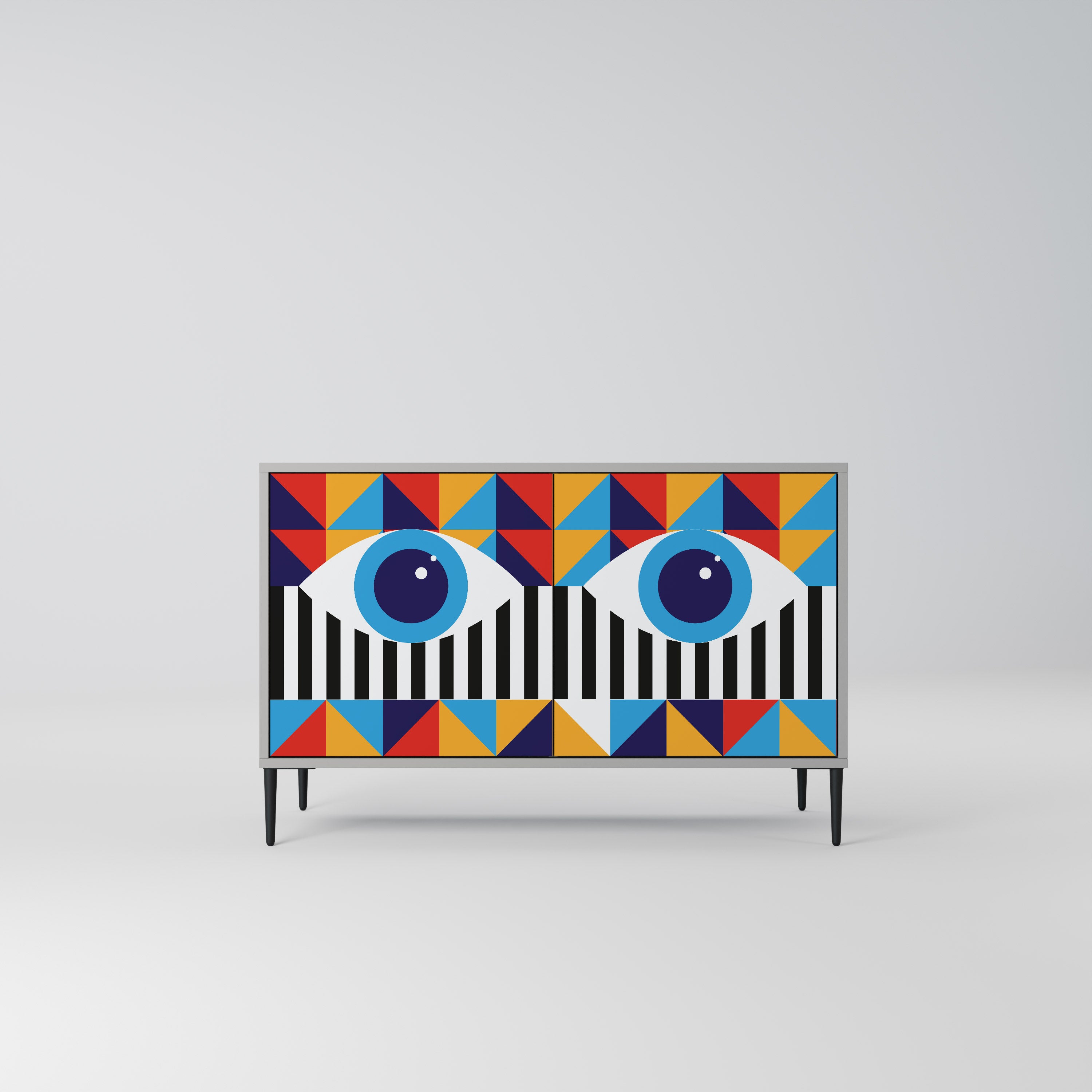 ABSTRACCIÓN Y GEOMETRÍA Aparador de 2 puertas en acabado gris