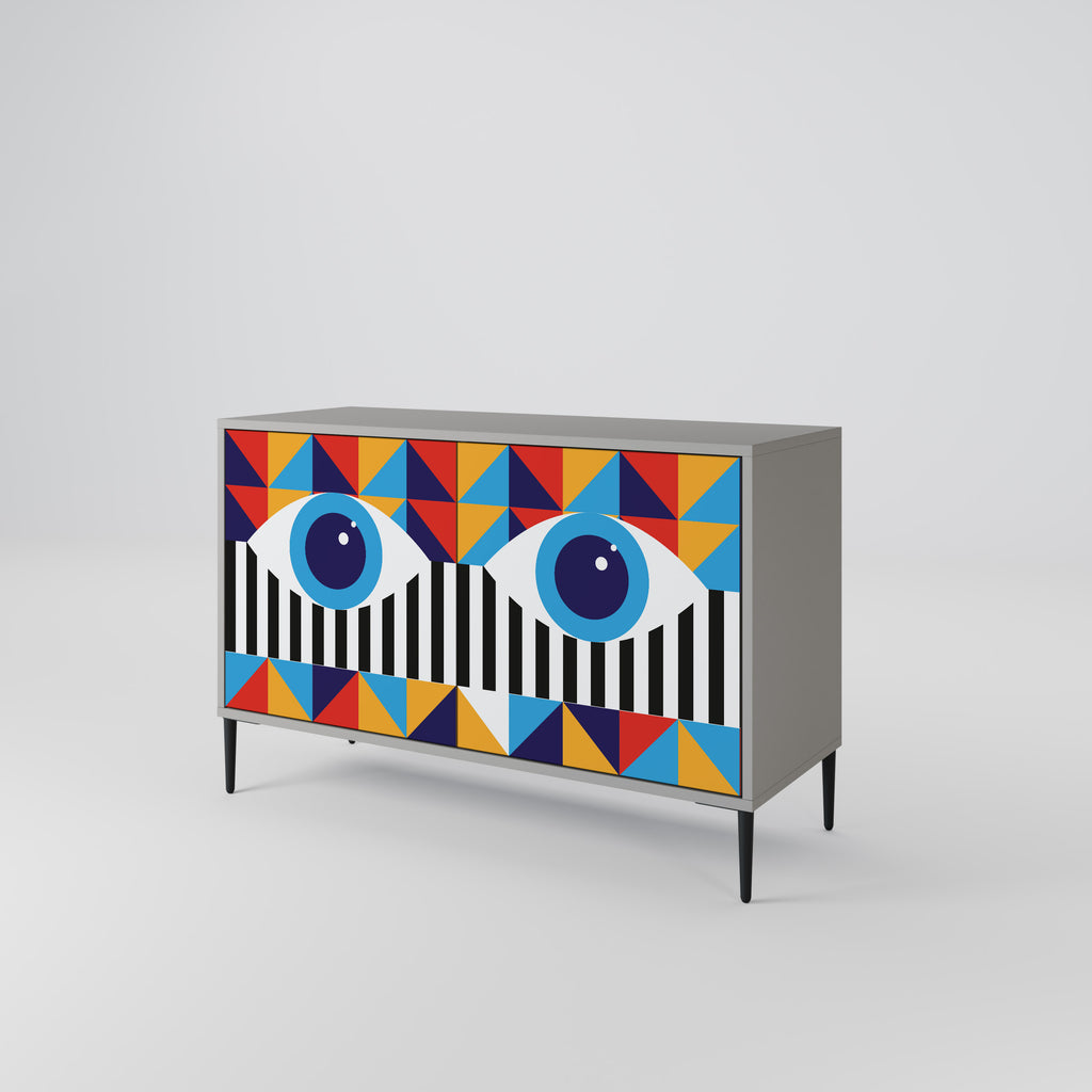ABSTRACCIÓN Y GEOMETRÍA Aparador de 2 puertas en acabado gris
