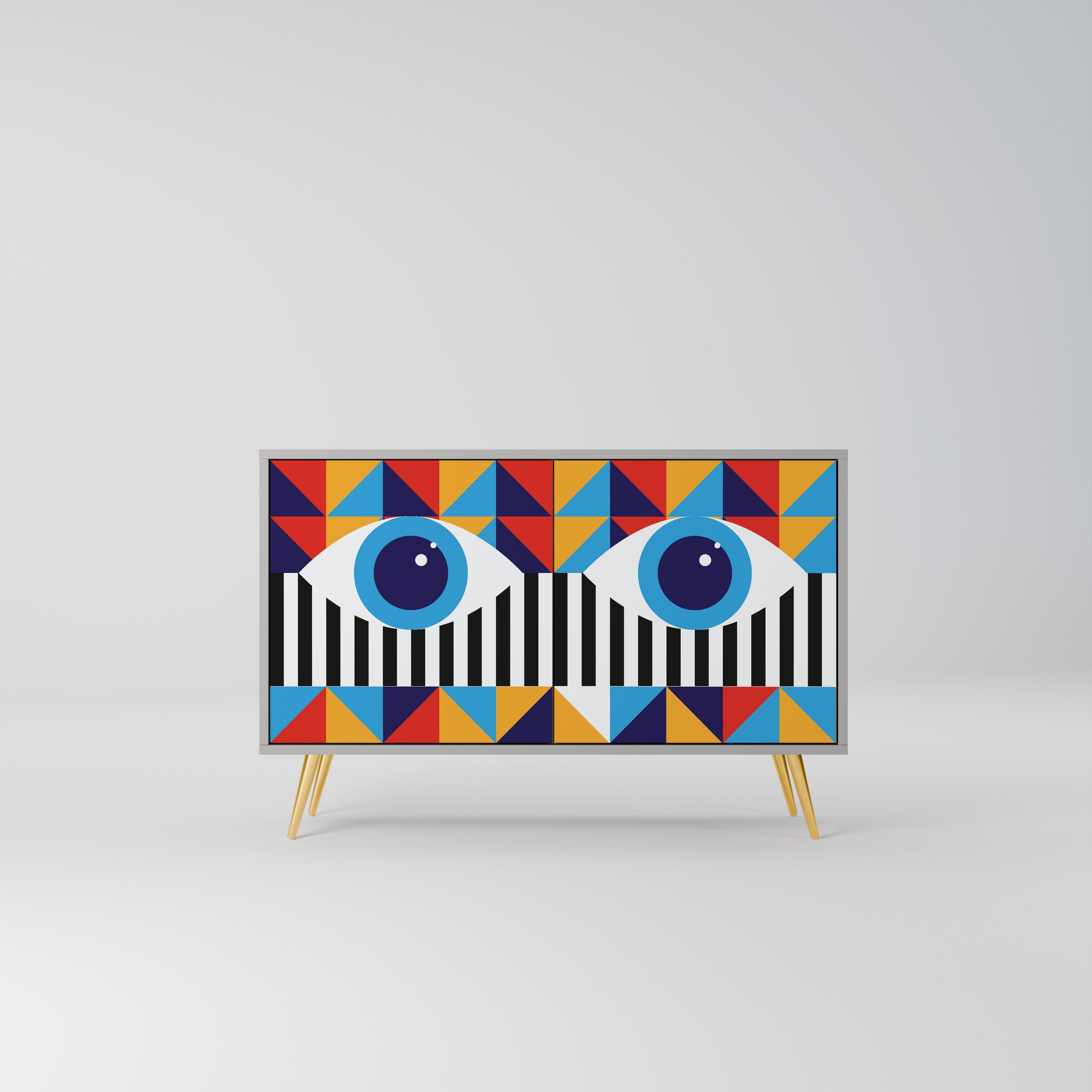 ABSTRACCIÓN Y GEOMETRÍA Aparador de 2 puertas en acabado gris