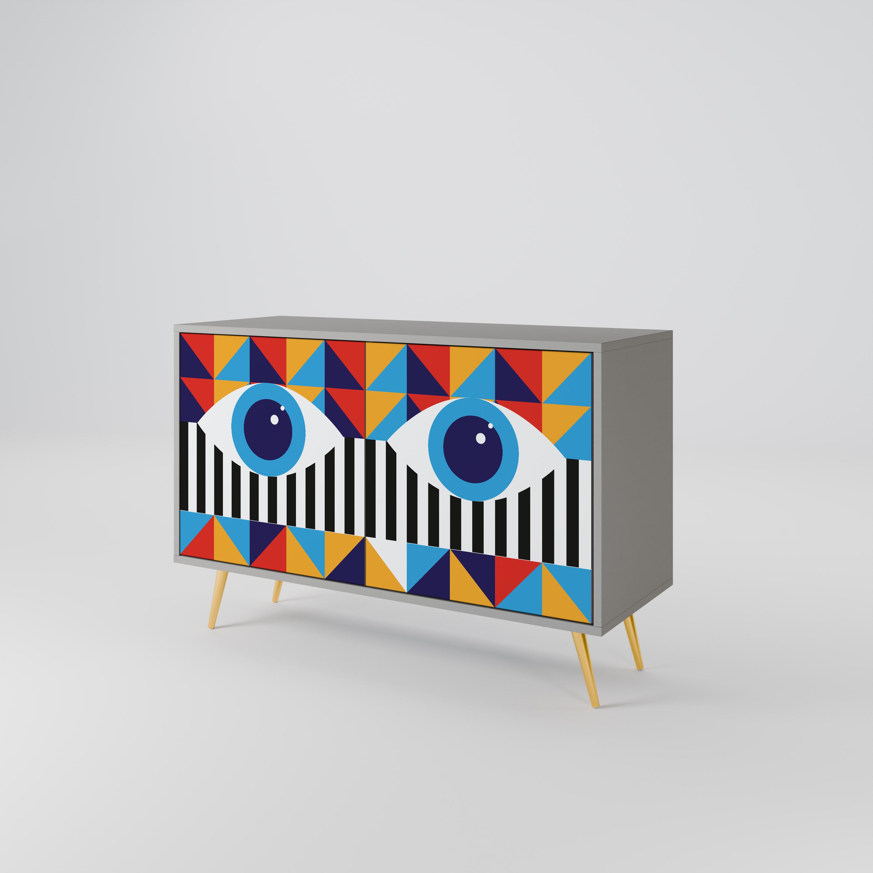 ABSTRACCIÓN Y GEOMETRÍA Aparador de 2 puertas en acabado gris