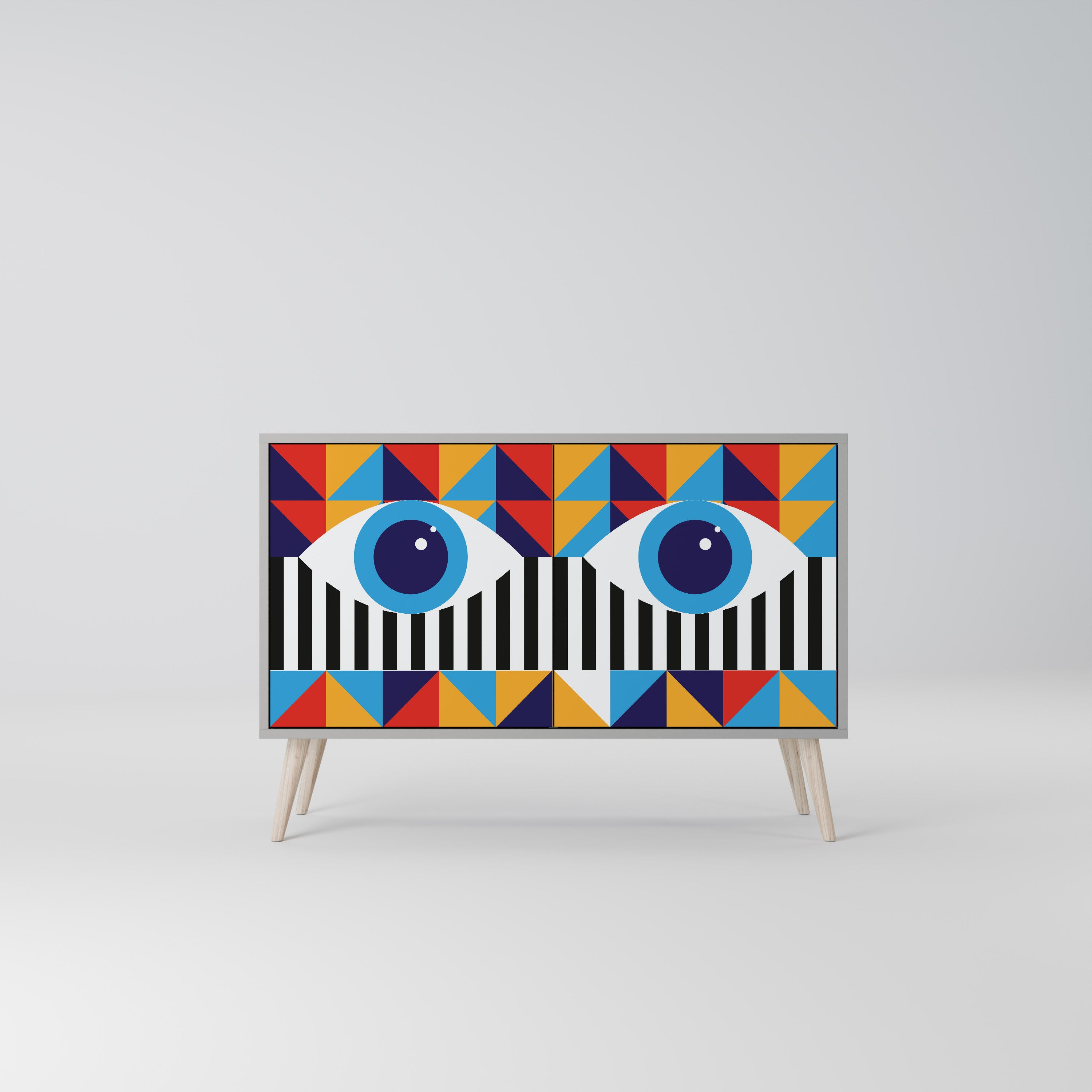 ABSTRACCIÓN Y GEOMETRÍA Aparador de 2 puertas en acabado gris