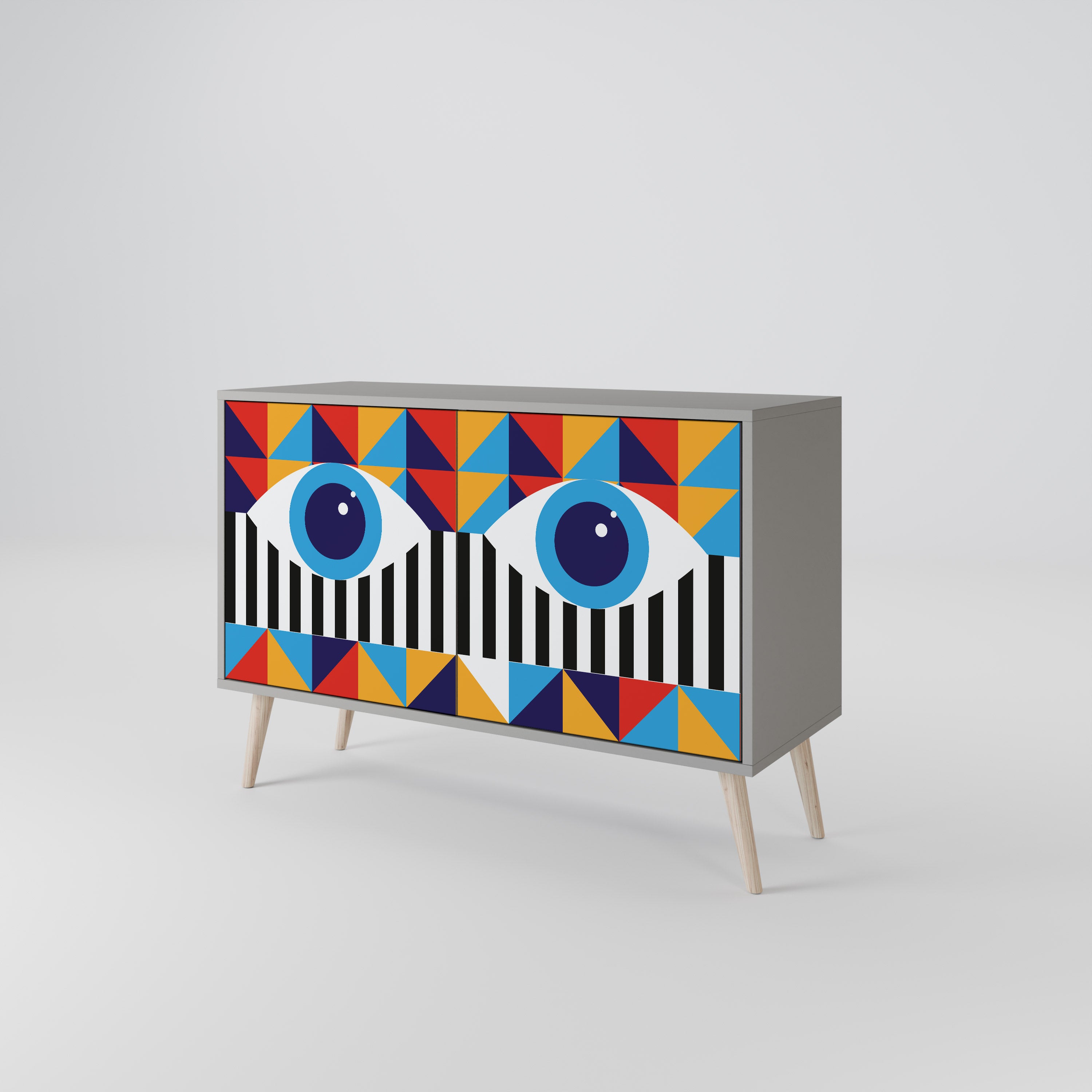 ABSTRACCIÓN Y GEOMETRÍA Aparador de 2 puertas en acabado gris