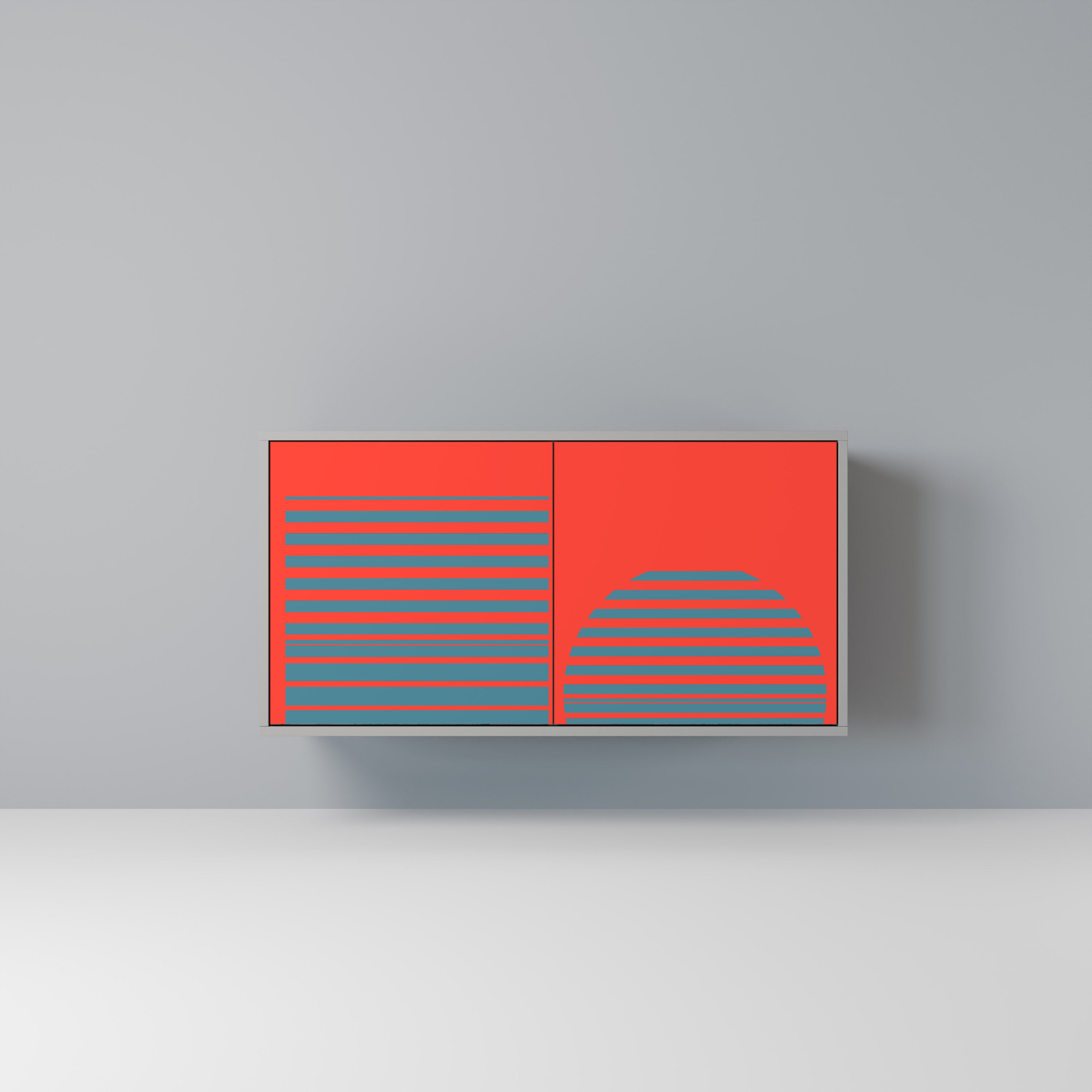 Aparador de 2 puertas RISING GEOMETRY STARS en acabado gris