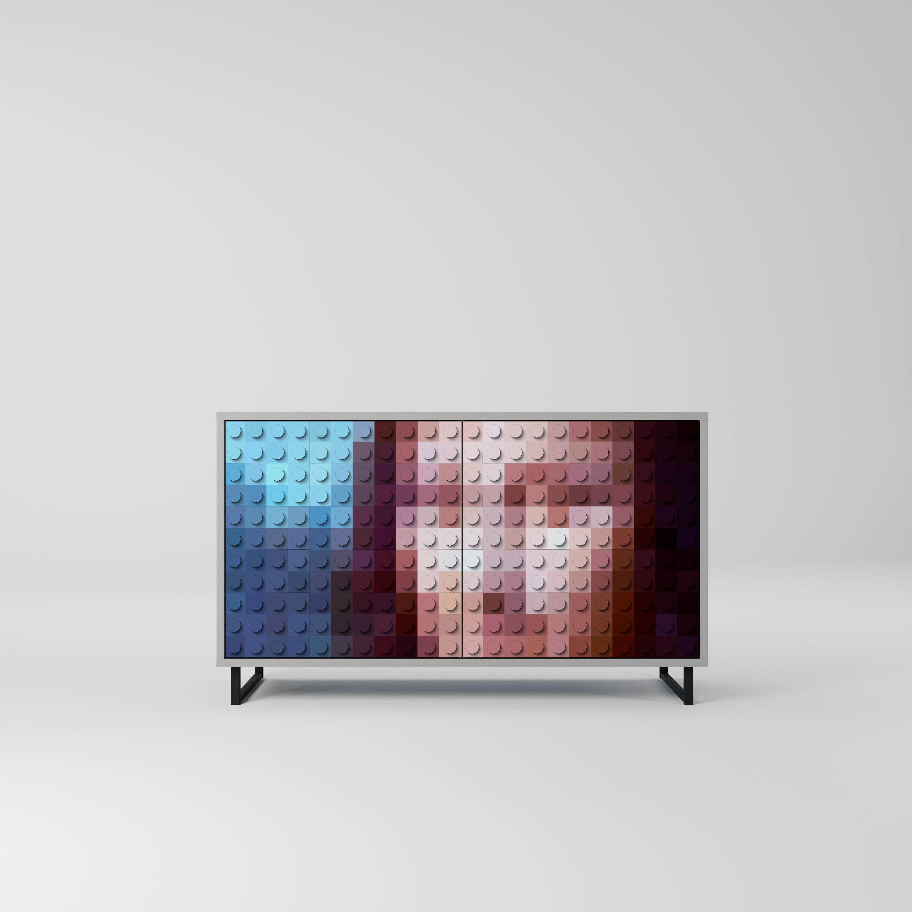 Aparador de 2 puertas CONSTRUCTIVE ART en acabado gris