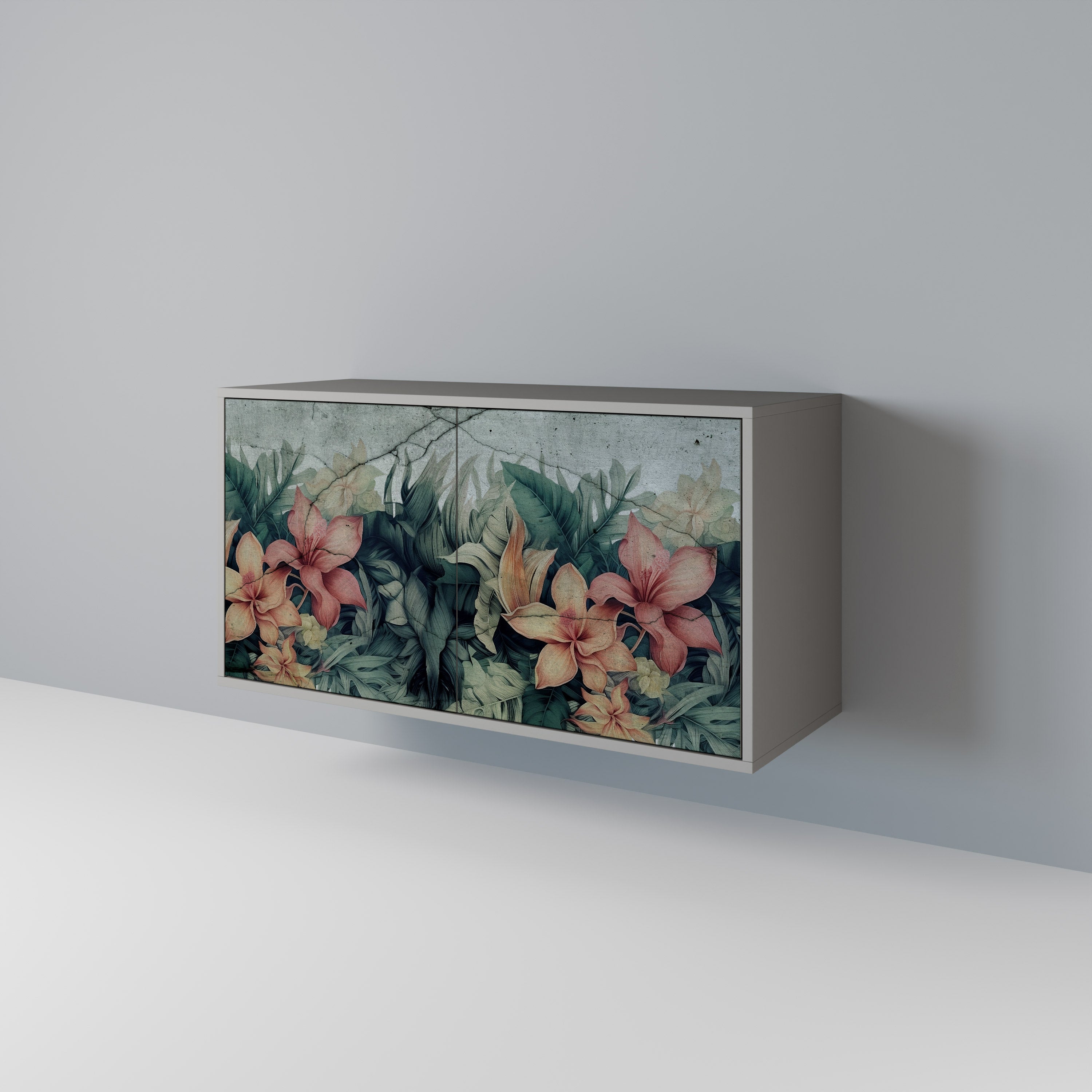 Aparador de 2 puertas HEAVENLY BLOOM en acabado gris