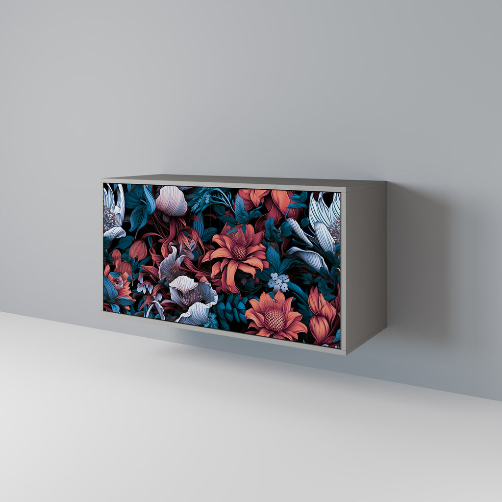 Aparador de 2 puertas ETHEREAL BLOSSOMS en acabado gris