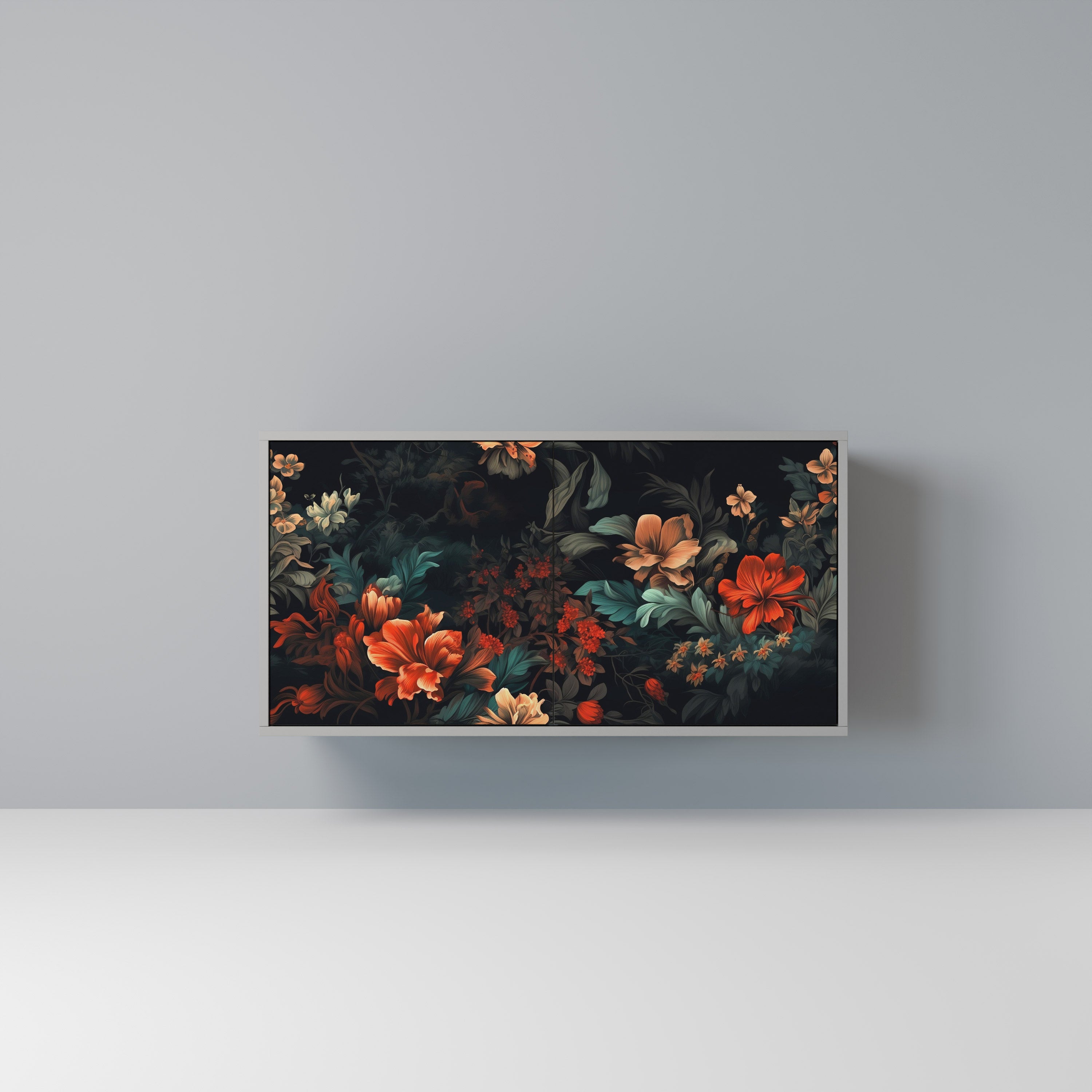 Aparador IMAGINARY BLOSSOM de 2 puertas en acabado gris