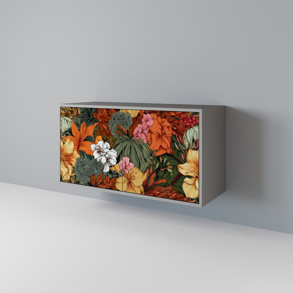 Aparador de 2 puertas RADIANT FLORA en acabado gris