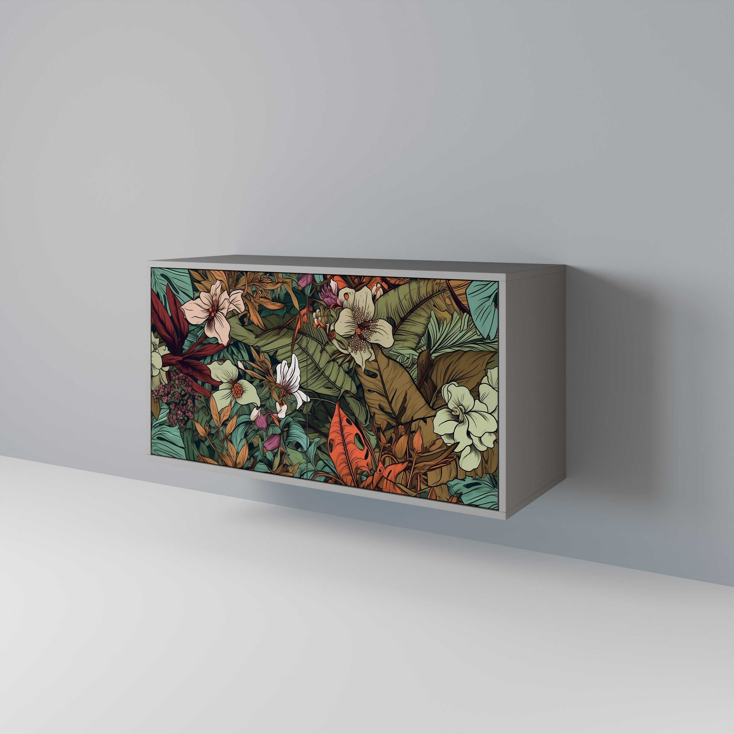 Aparador de 2 puertas BOTANICAL EMERGENCE en acabado gris