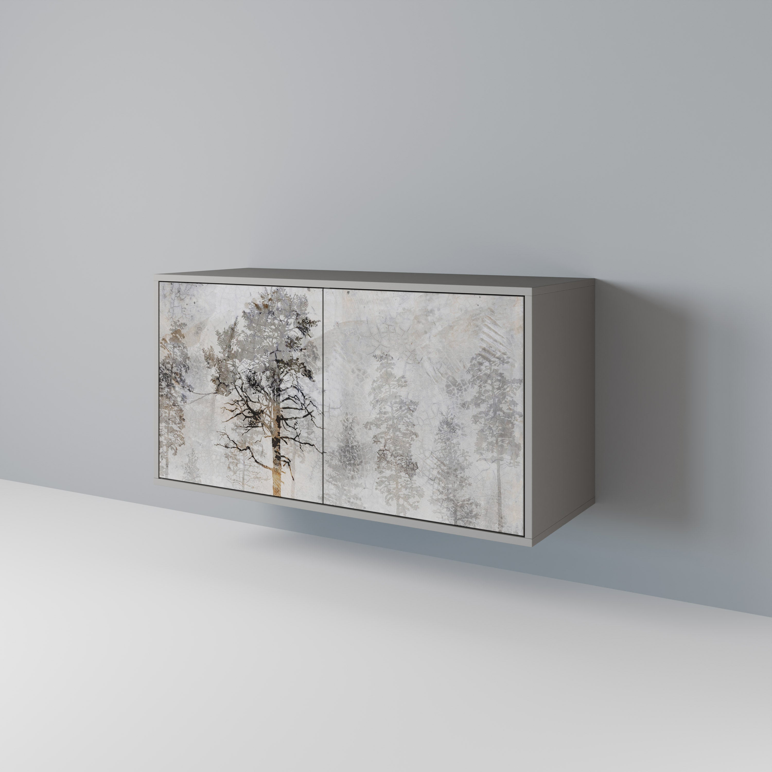 Aparador de 2 puertas FADE IN THE TREES en acabado gris