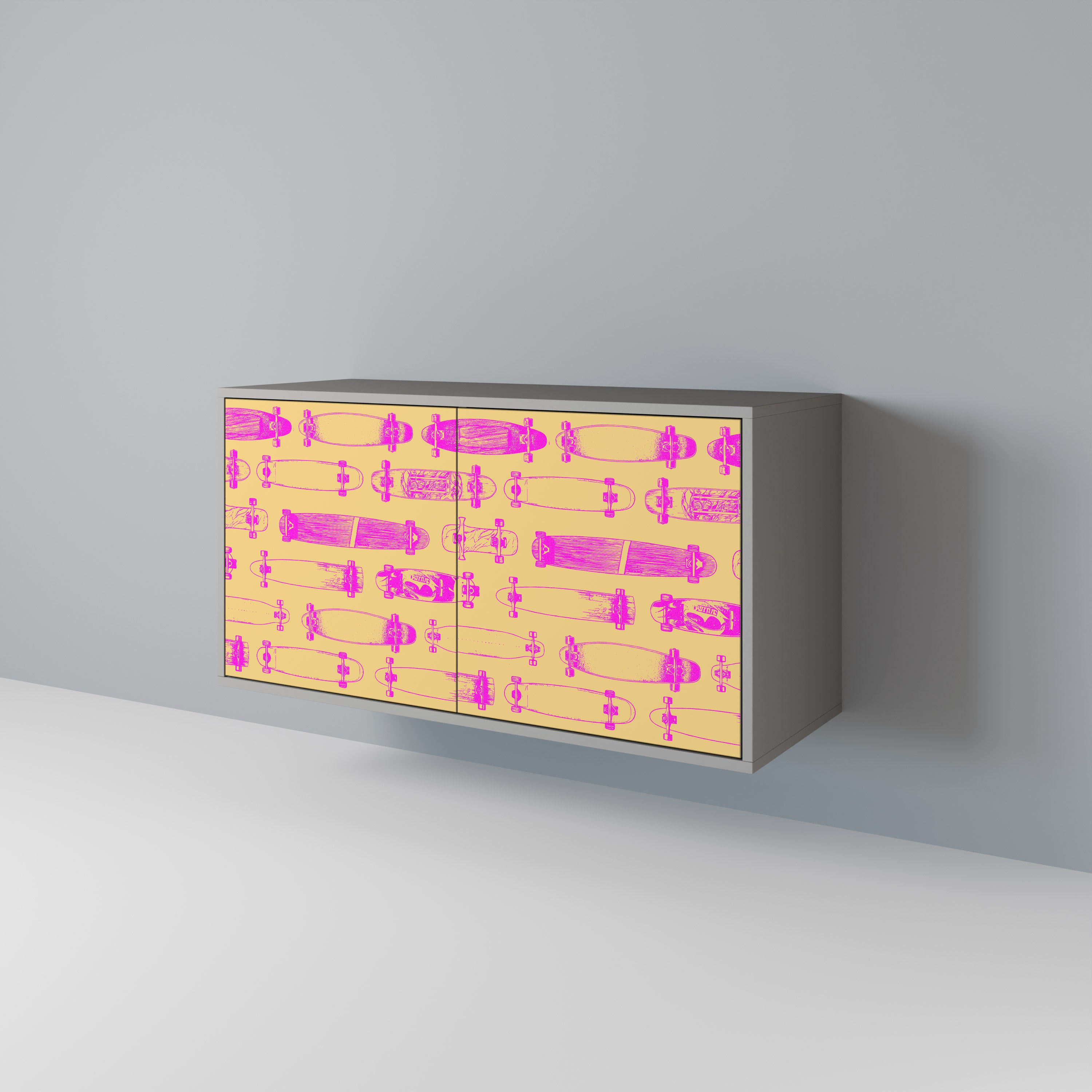 Aparador de 2 puertas SKATEBOARD ARTISTRY en acabado gris