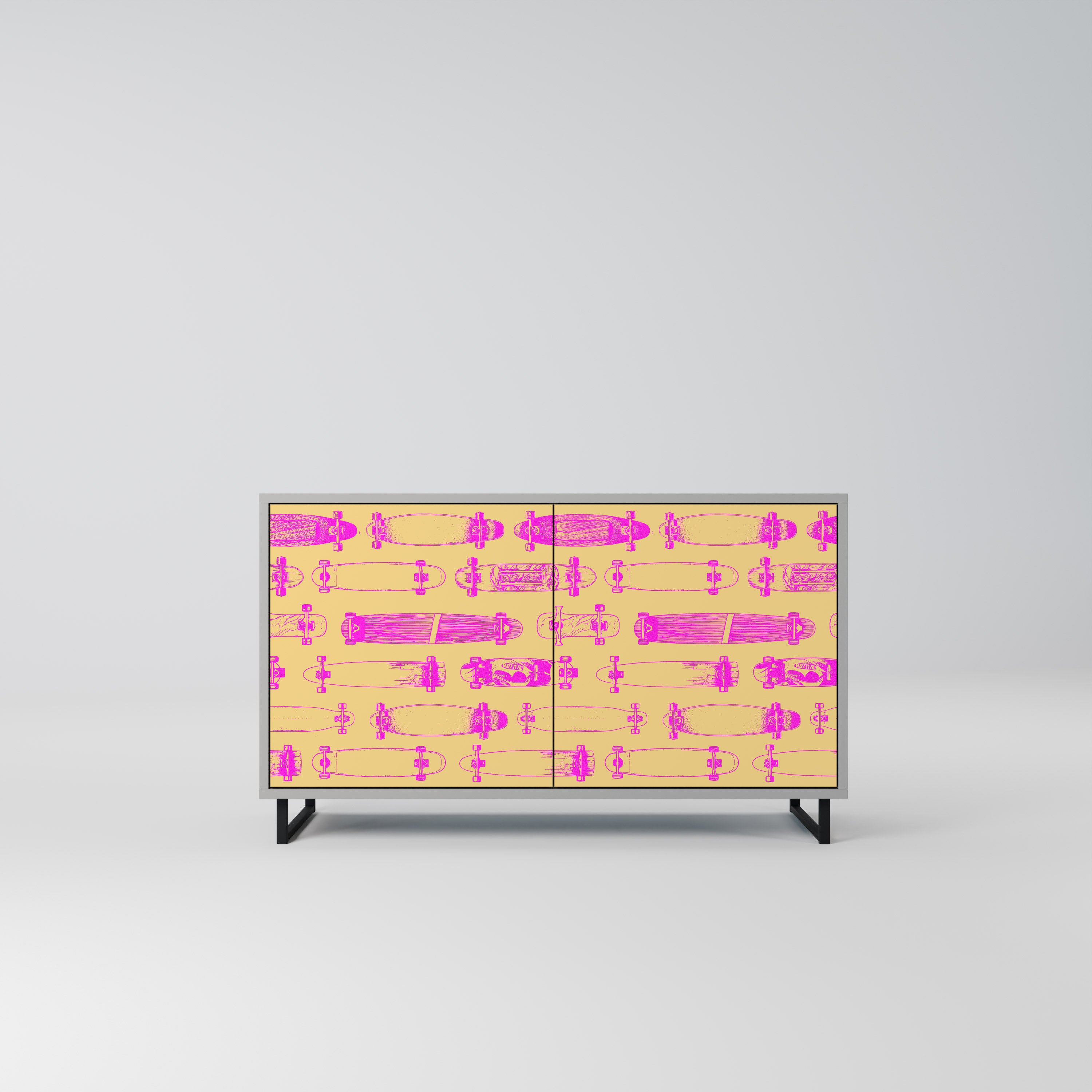 Aparador de 2 puertas SKATEBOARD ARTISTRY en acabado gris