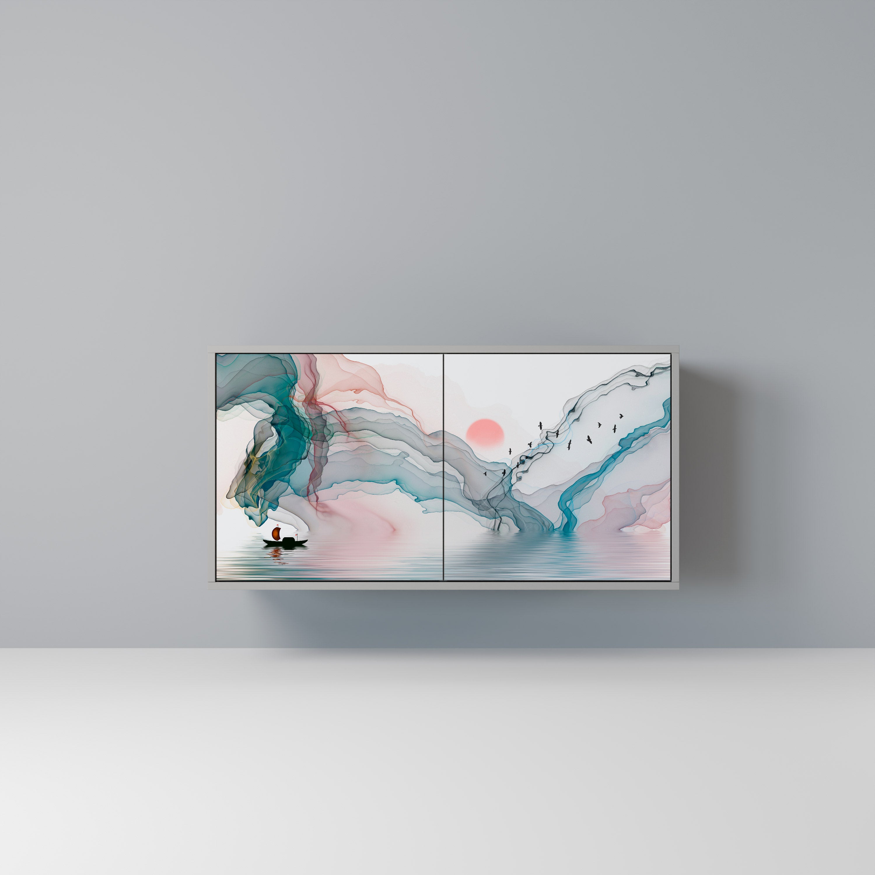 Aparador de 2 puertas VELVET CROSSING en acabado gris