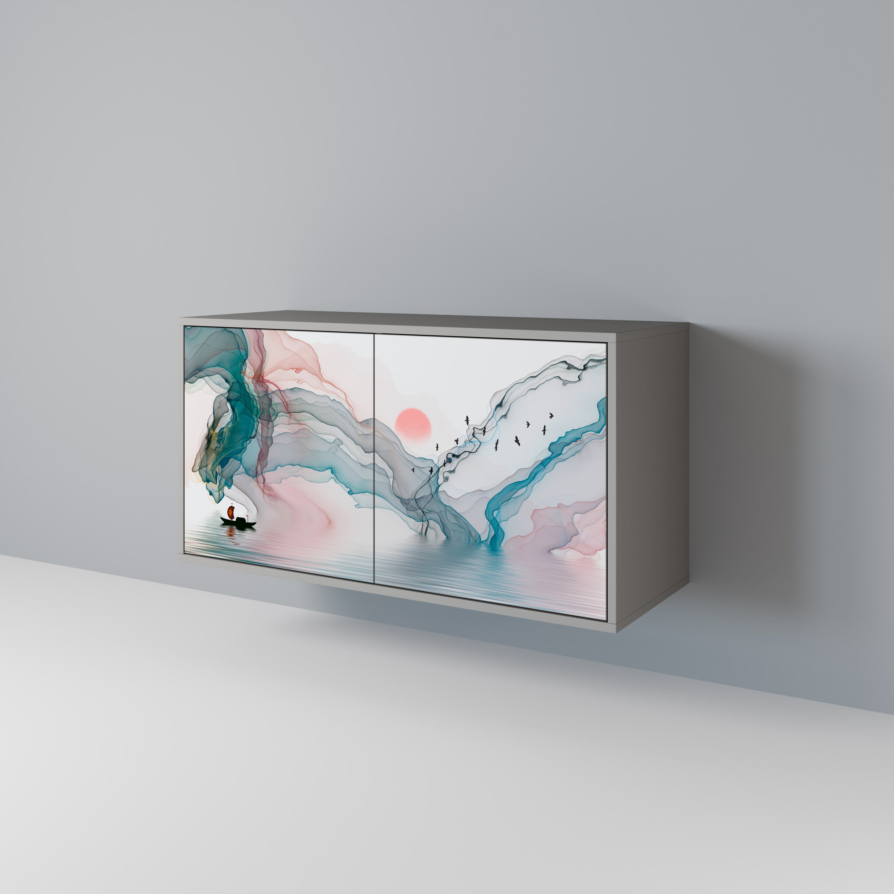 Aparador de 2 puertas VELVET CROSSING en acabado gris